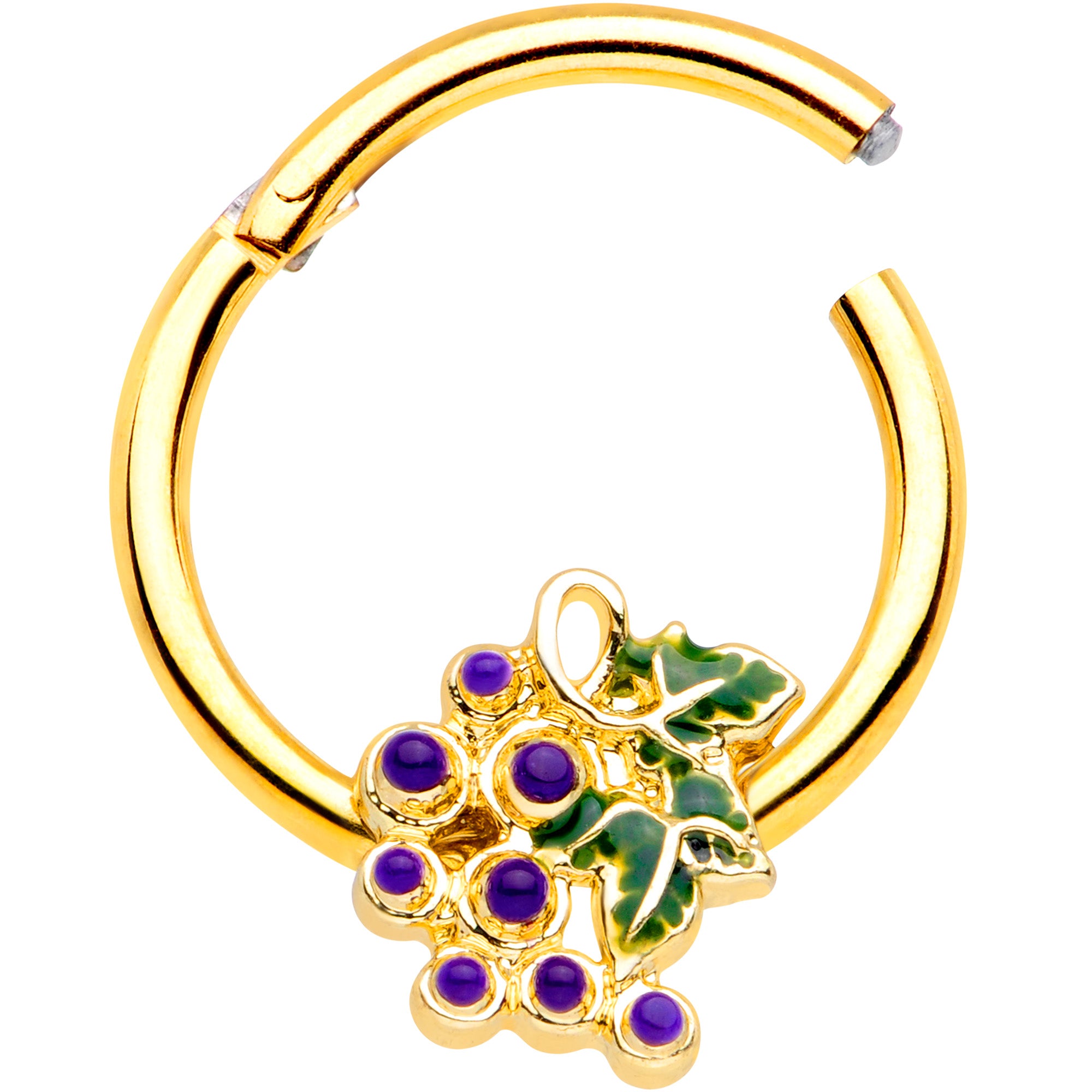 16G 3/8 Gold Tone Yummy Grapes Septum Ring