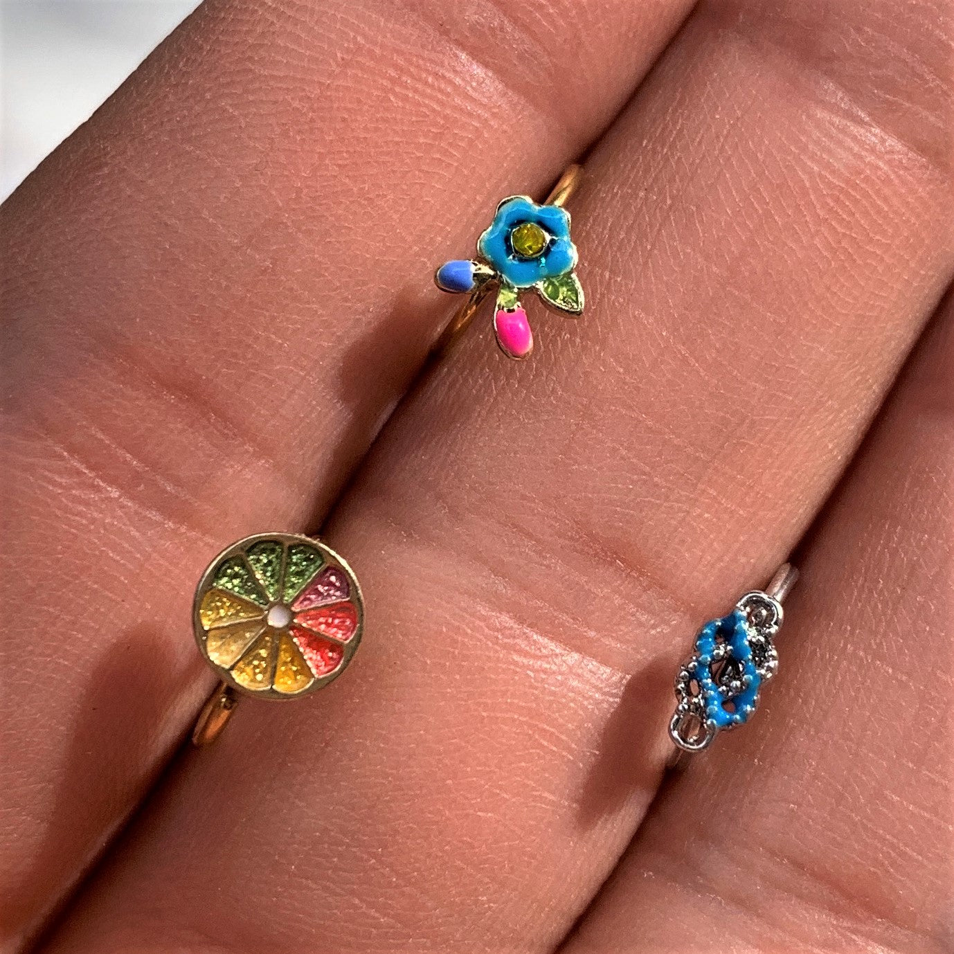 20G 5/16 Yellow Gem Gold Tone Neon Flower Nose Hoop