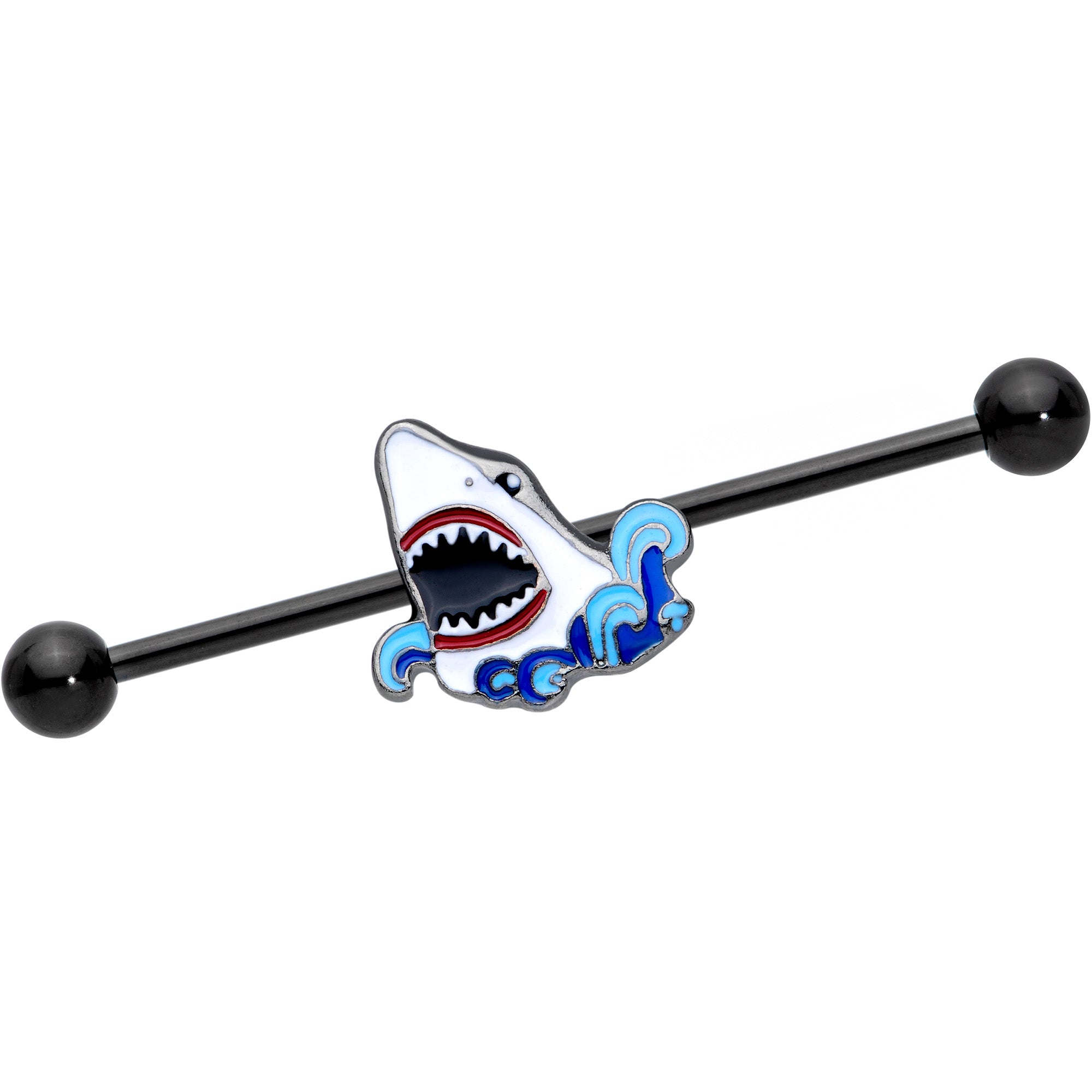 14G Black Shark Bite Industrial Barbell 38mm