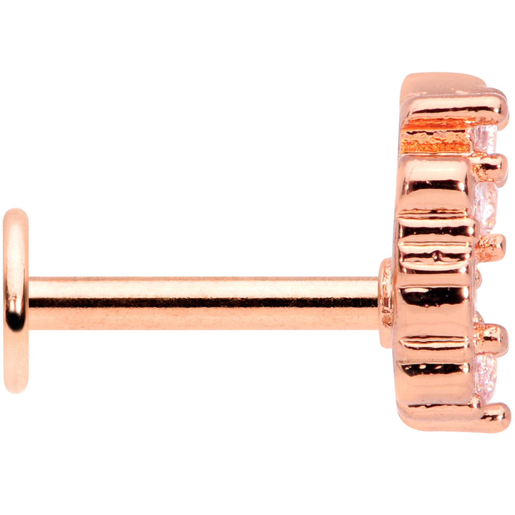 16G 5/16 Clear CZ Gem Rose Gold Tone Elegant Labret Monroe Tragus