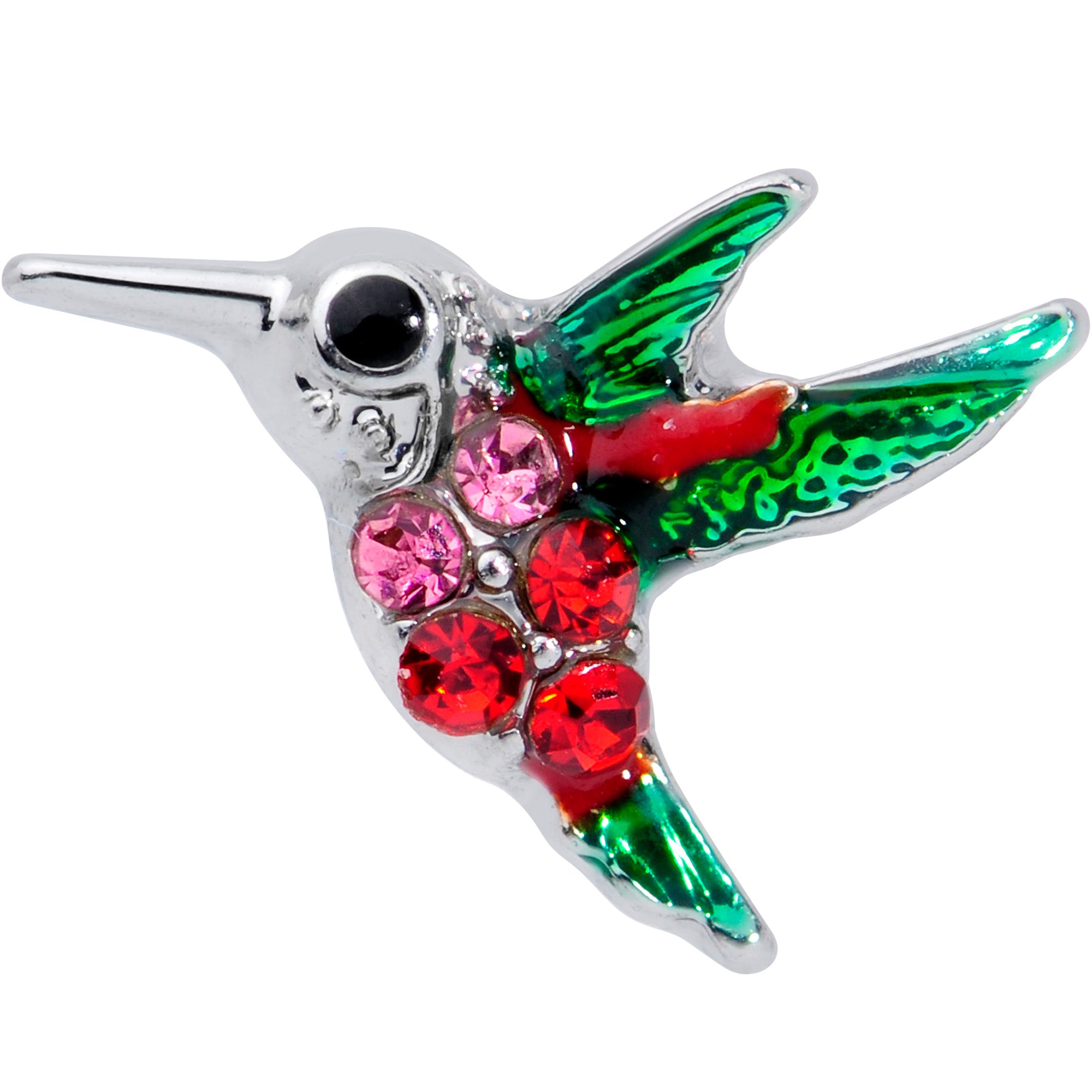 16G 1/4 Red Pink Gem Hummingbird Cartilage Tragus Earring