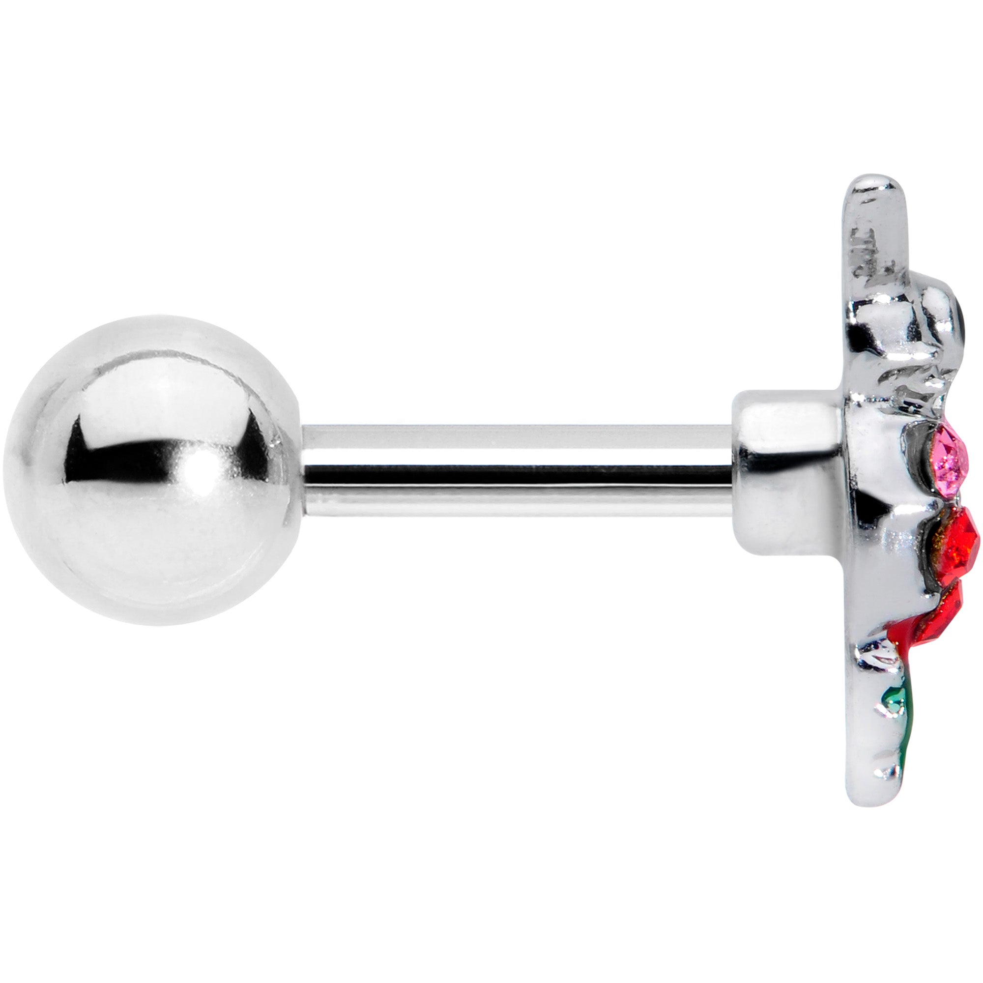 16G 1/4 Red Pink Gem Hummingbird Cartilage Tragus Earring