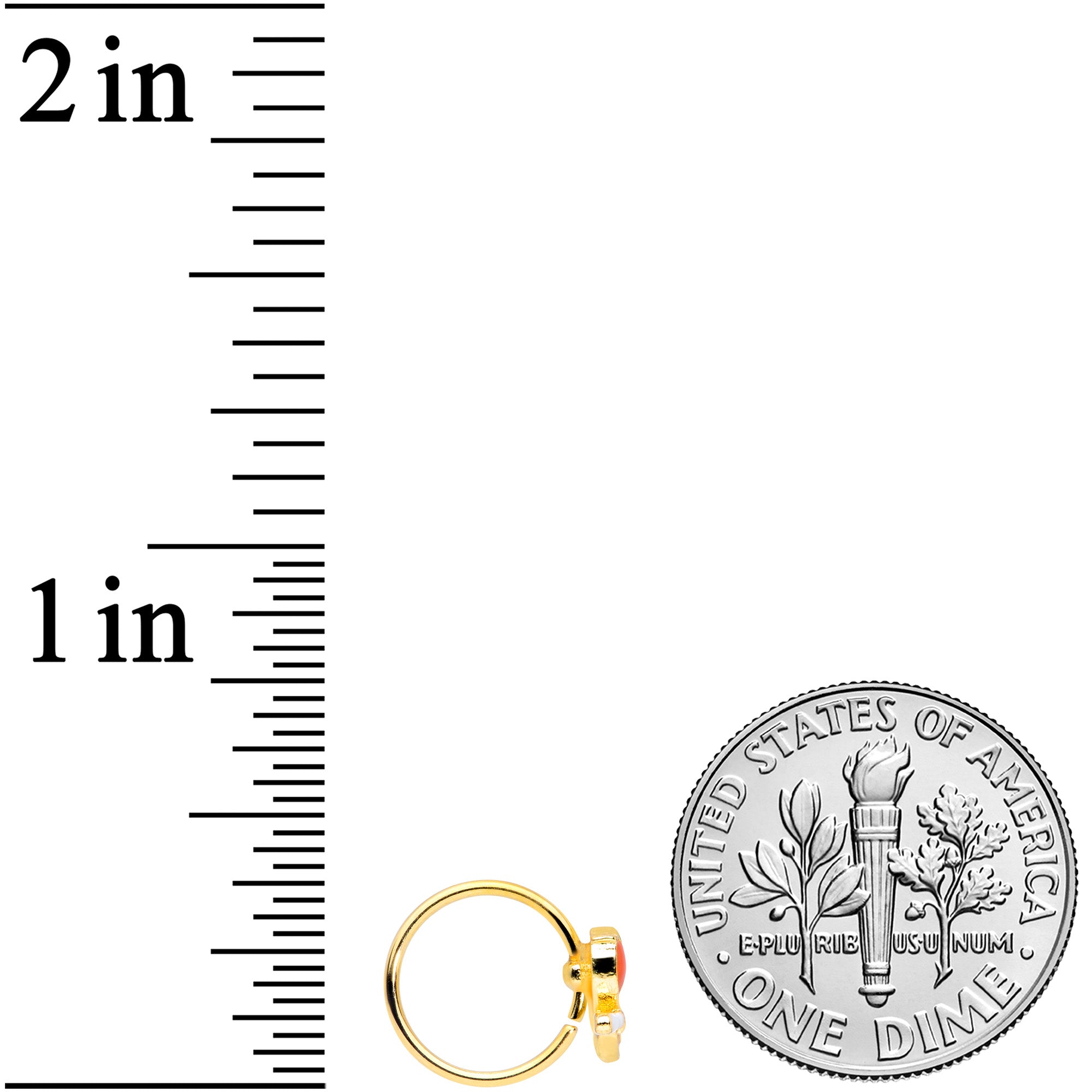 20G 5/16 Green Gem Gold Tone Perched Bird Nose Hoop