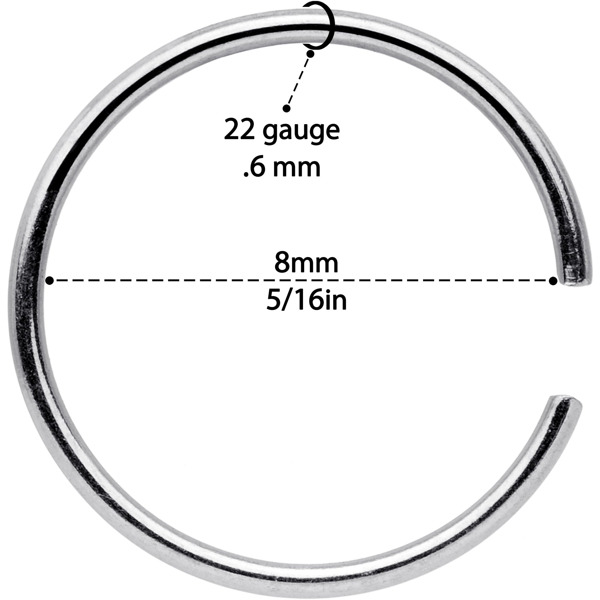 22G 5/16 Seamless Circular Ring Set of 12