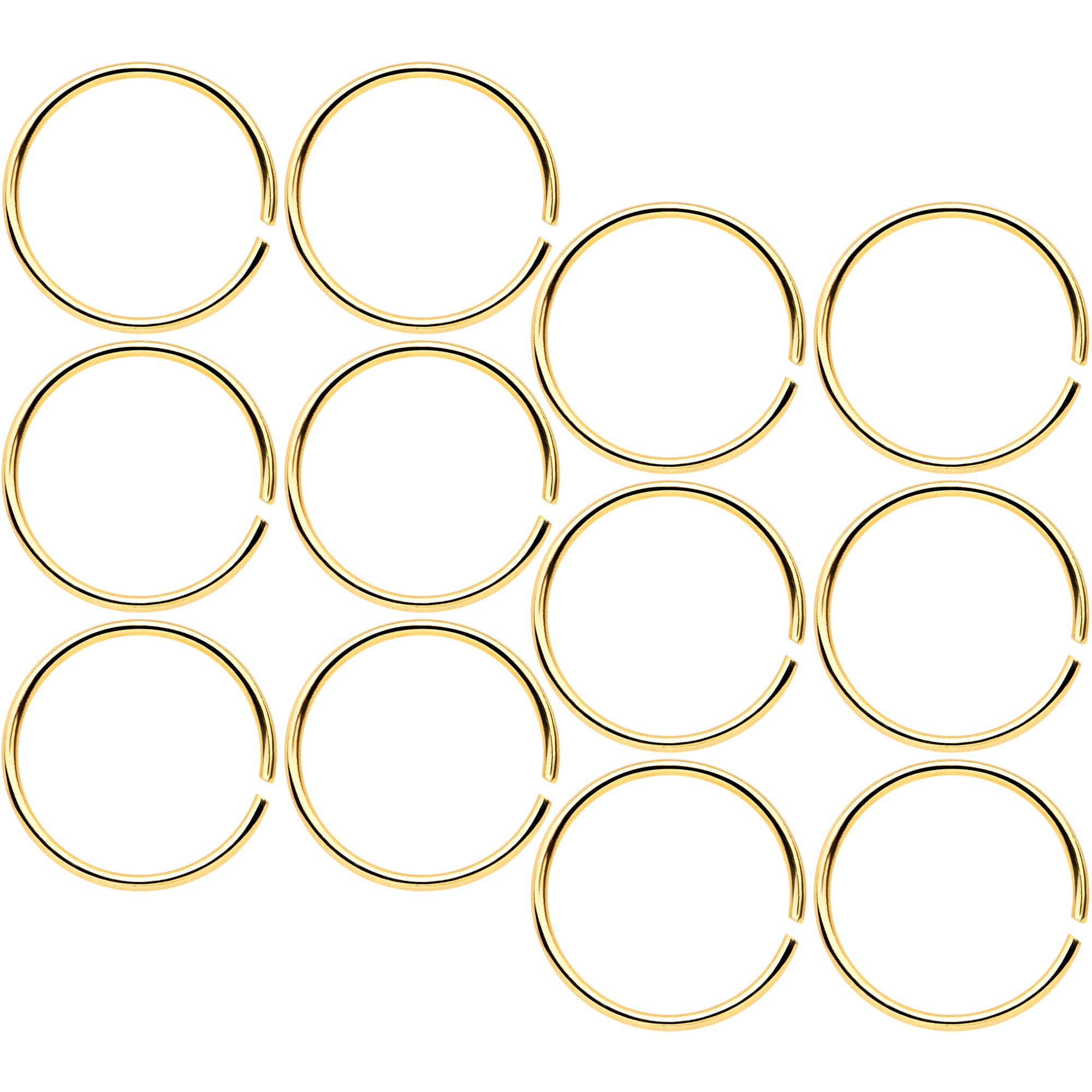 22G 5/16 Gold Tone Anodized Seamless Circular Ring Set of 12