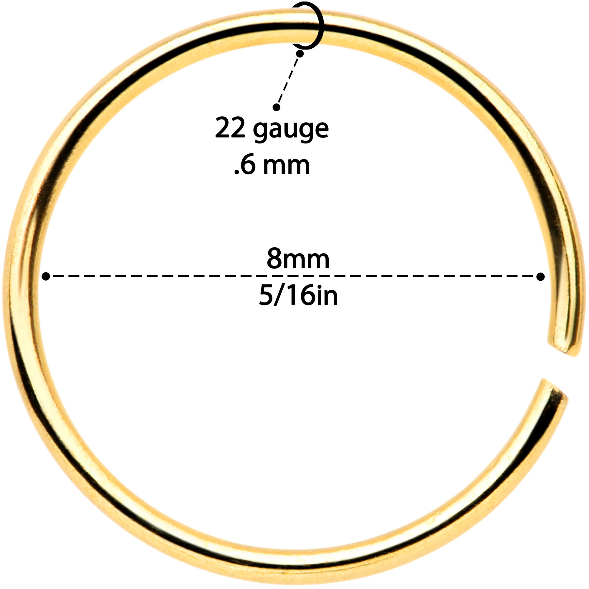 22G 5/16 Gold Tone Anodized Seamless Circular Ring Set of 12