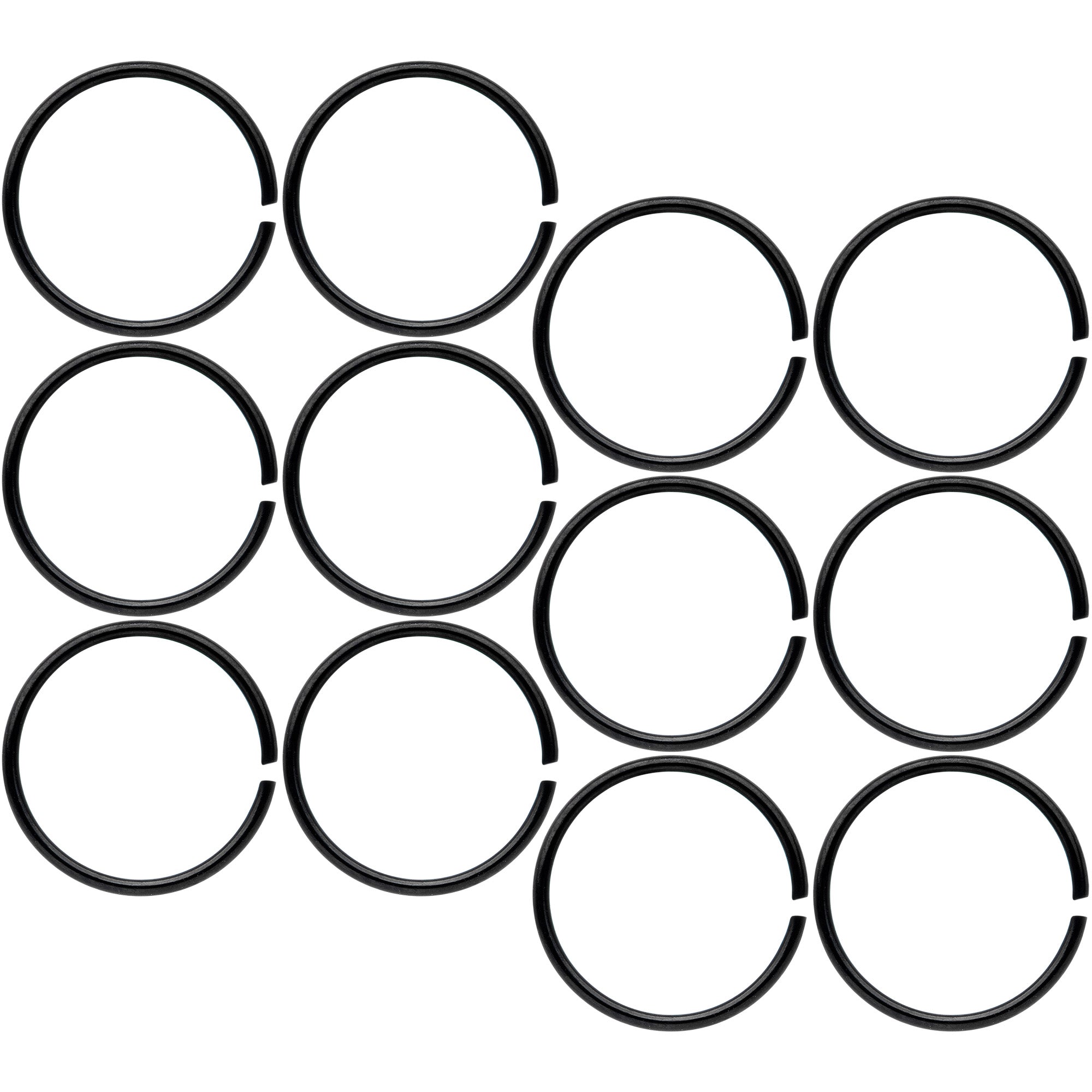 22G 5/16 Black Anodized Seamless Circular Ring Set of 12