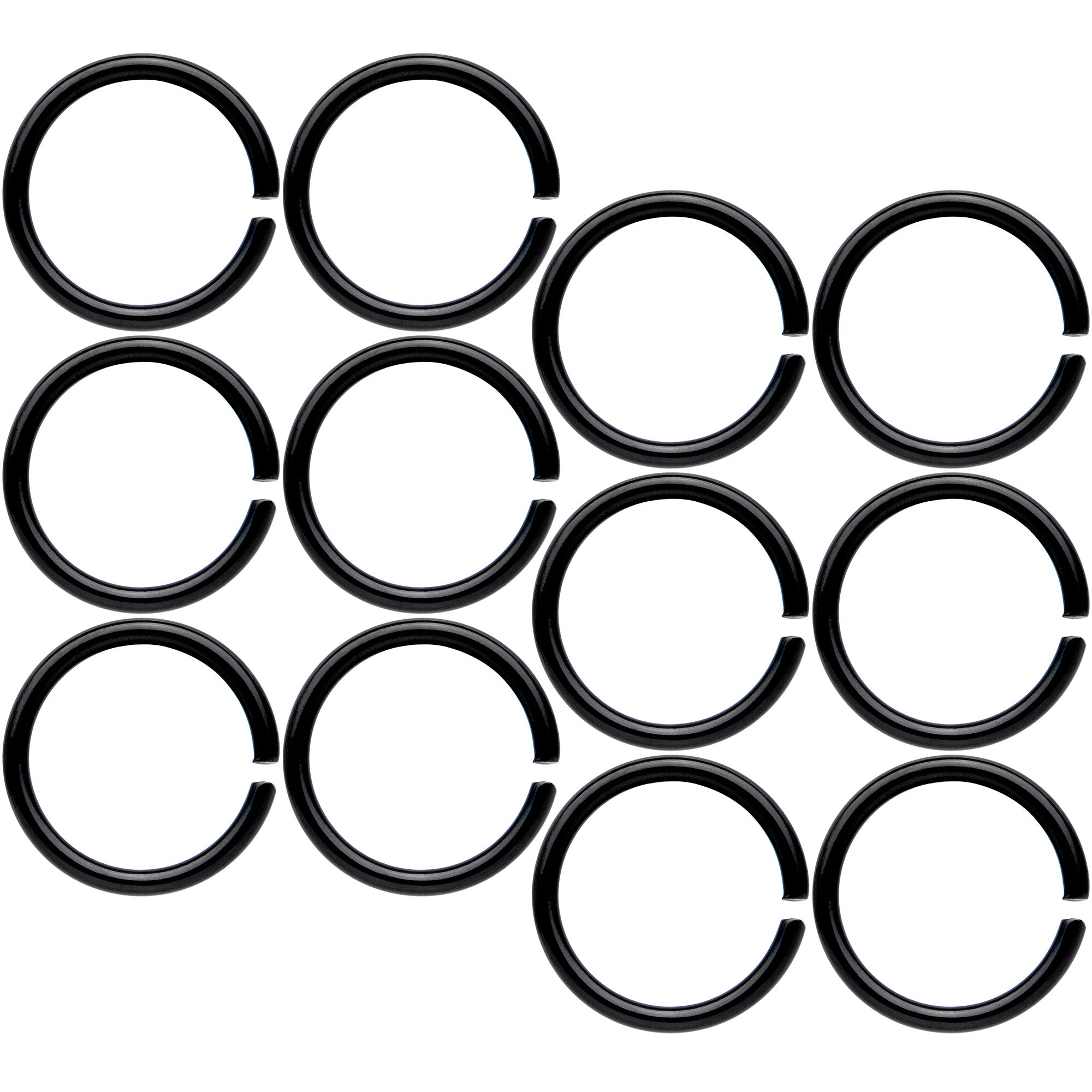18G 5/16 Black Anodized Seamless Circular Ring Set of 12
