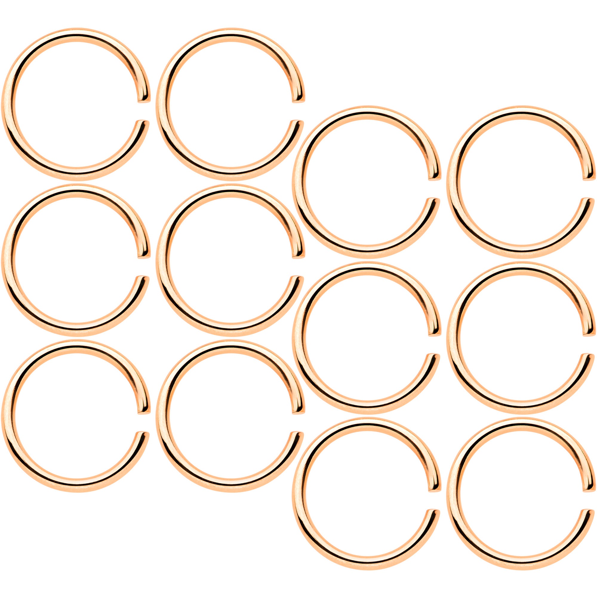 18G 5/16 Rose Gold Tone Anodized Seamless Circular Ring Set of 12