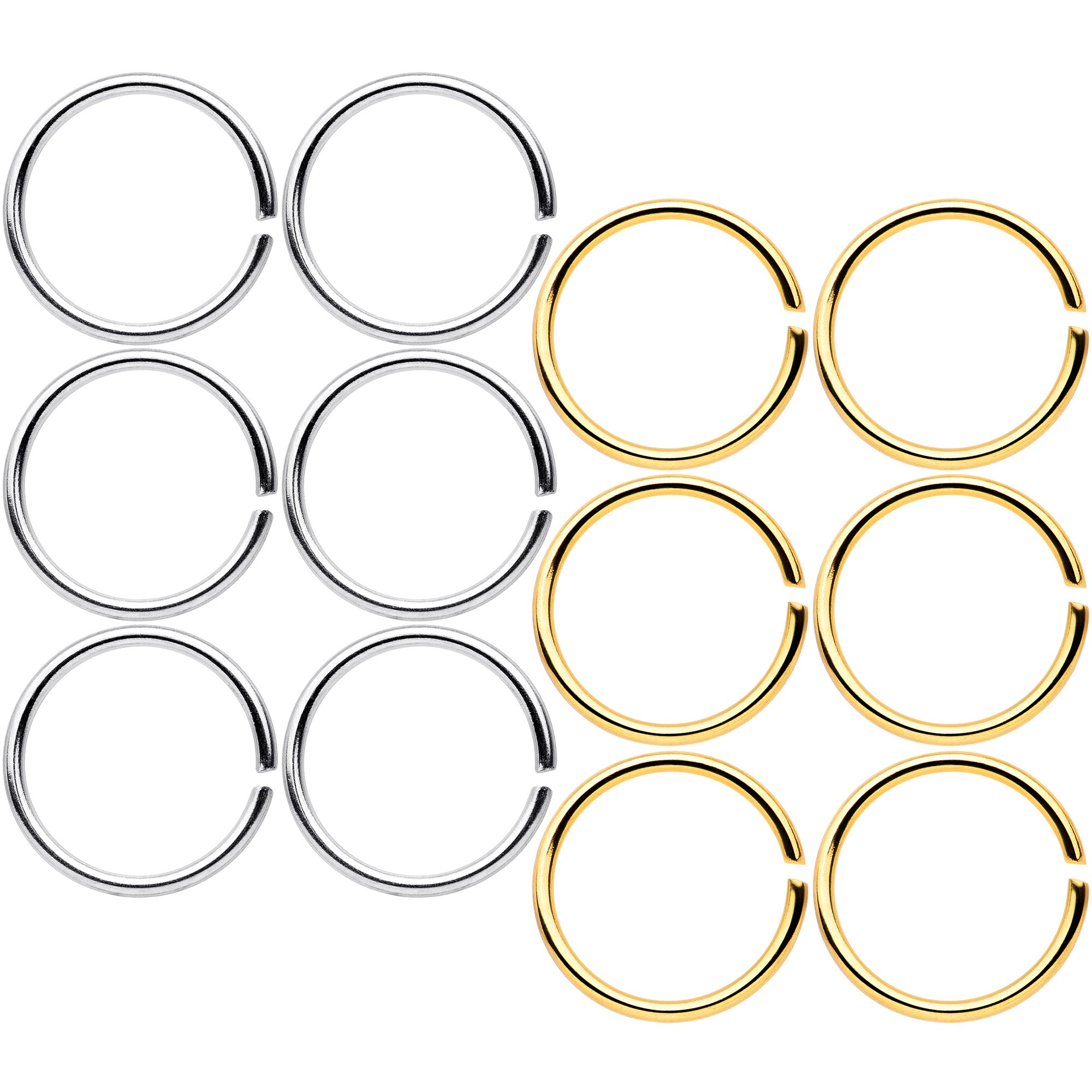 20G 5/16 Steel Gold Tone Anodized Seamless Circular Ring Set of 12
