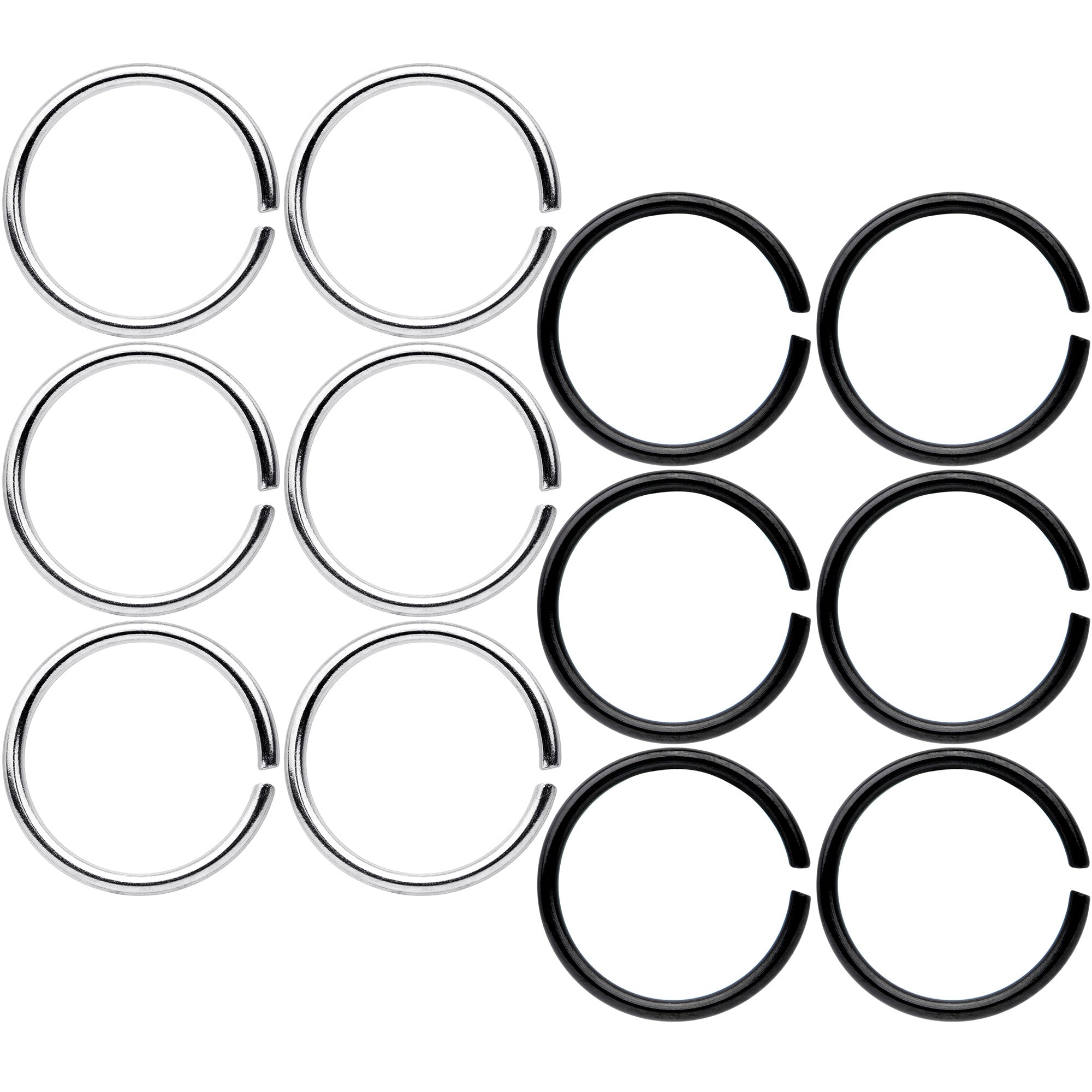 20G 5/16 Steel Black Anodized Seamless Circular Ring Set of 12