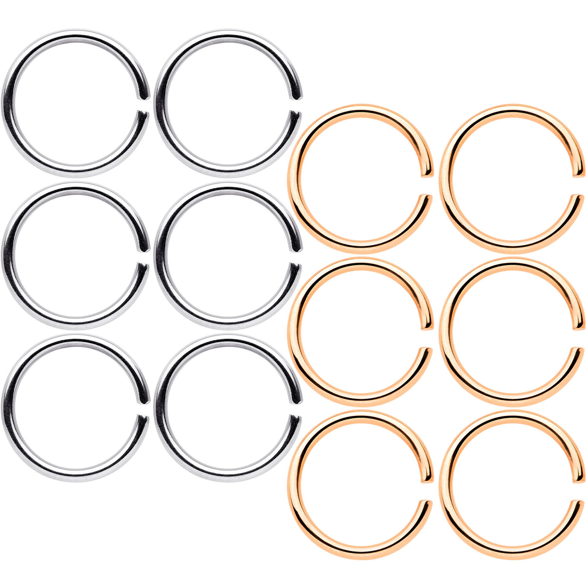 18G 5/16 Steel Rose Gold Tone Anodized Seamless Circular Ring Set of 12