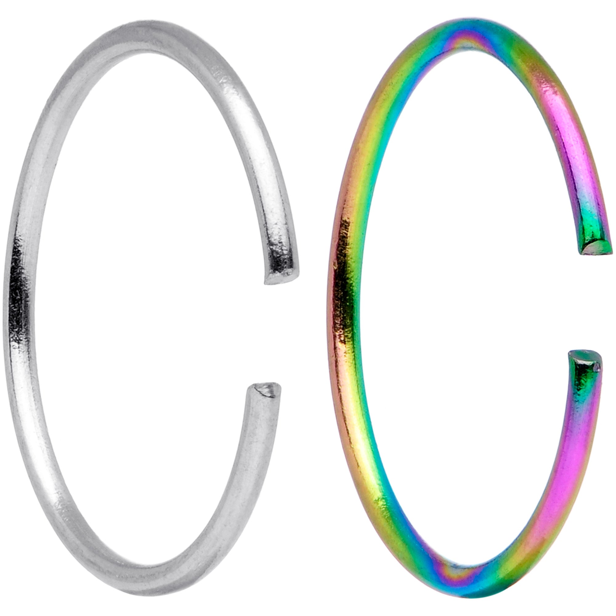 22G 5/16 Steel Rainbow Anodized Seamless Circular Ring Set of 12
