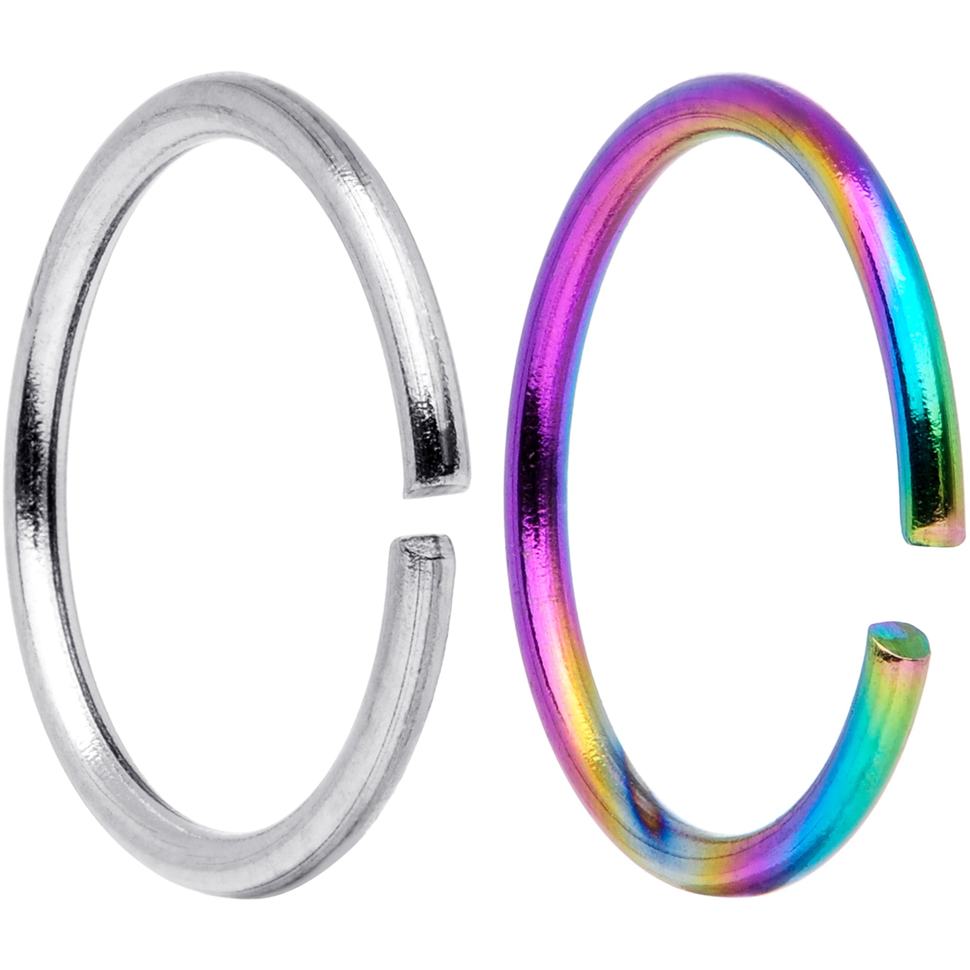 20G 5/16 Steel Rainbow Anodized Seamless Circular Ring Set of 12