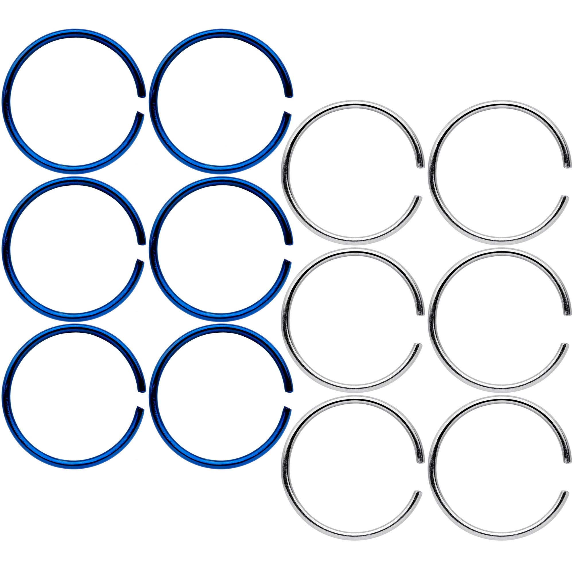 22G 5/16 Blue Anodized Steel Seamless Nose Hoop Set of 12