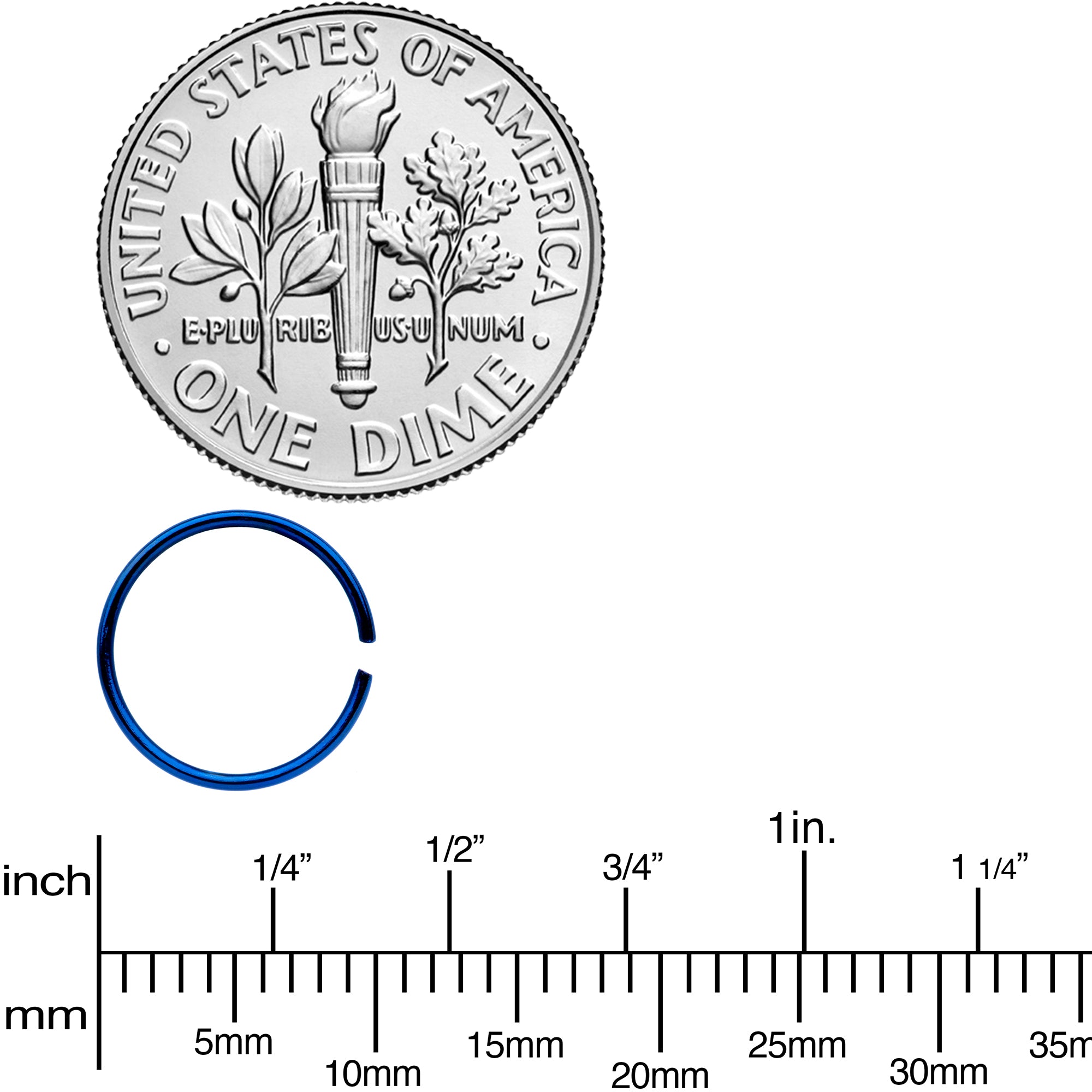 22G 5/16 Blue Anodized Steel Seamless Nose Hoop Set of 12