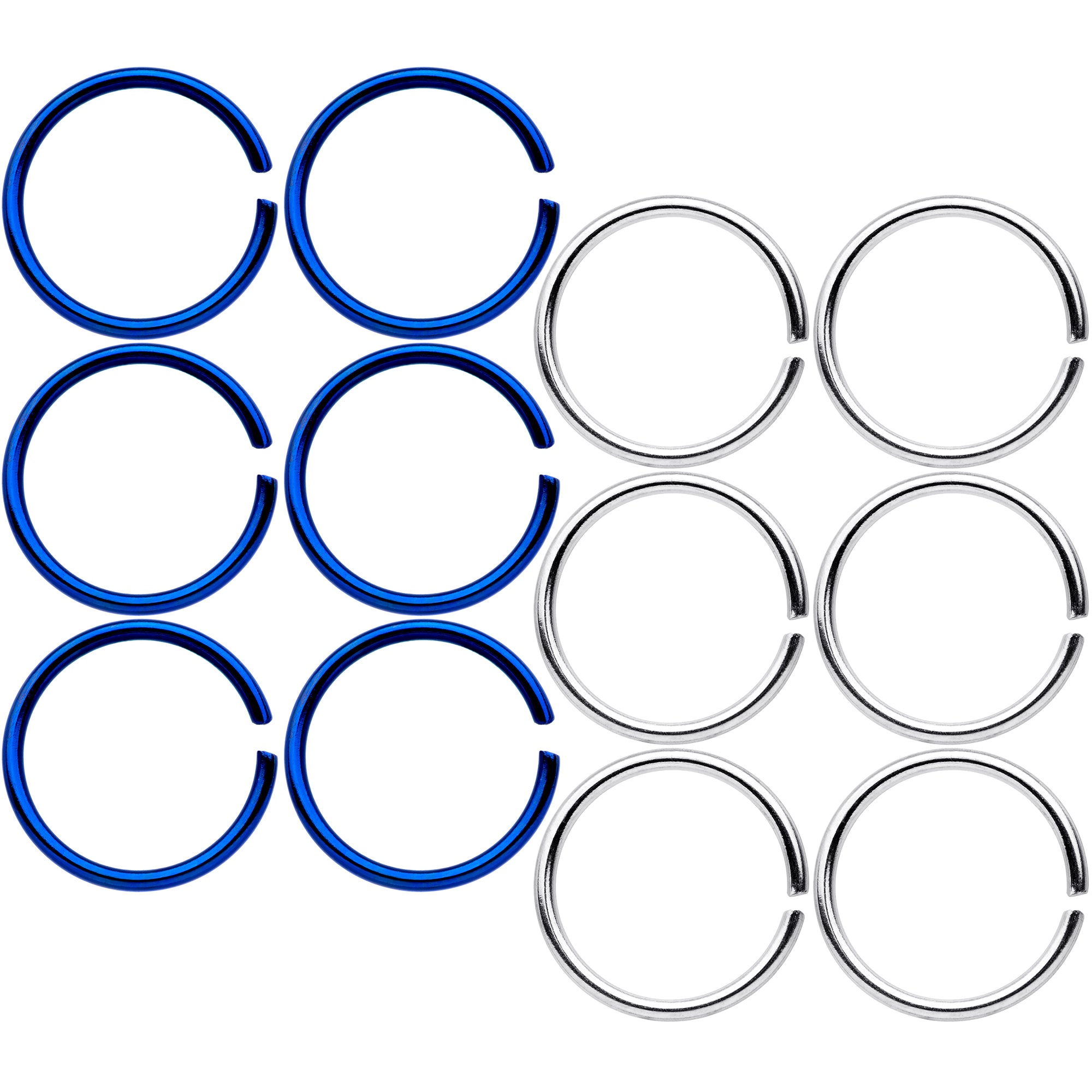 20G 5/16 Blue Anodized Steel Seamless Nose Hoop Set of 12