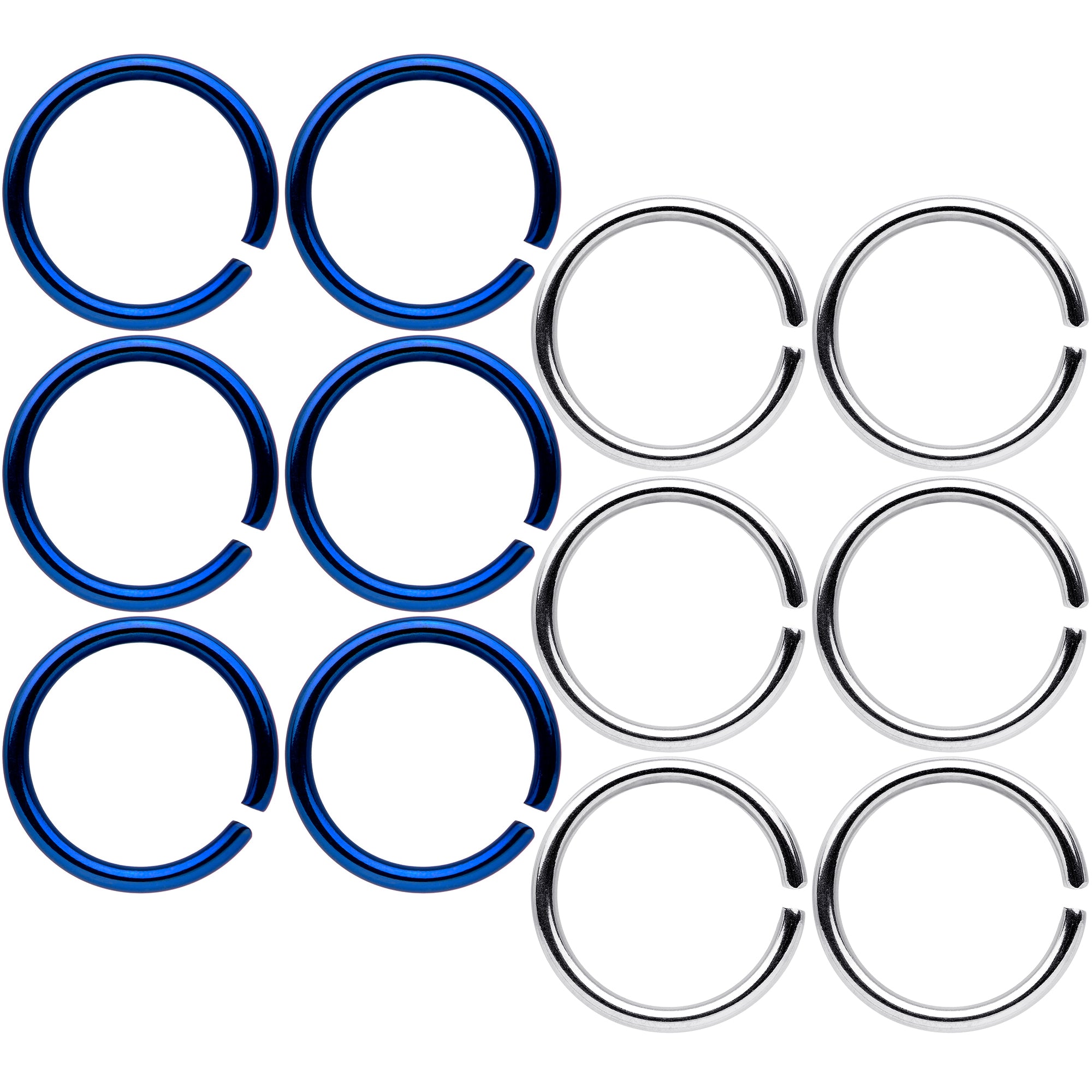 18G 5/16 Blue Anodized Steel Seamless Nose Hoop Set of 12
