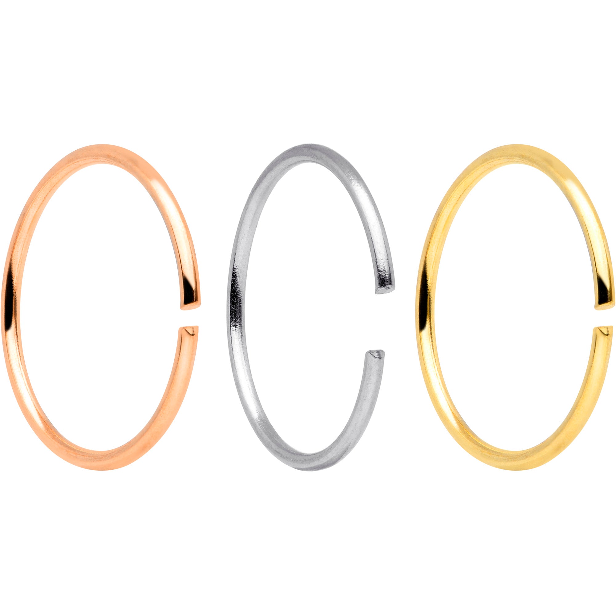 22G 5/16 Gold Tone Rose Gold Tone Anodized Seamless Circular Ring Set of 12