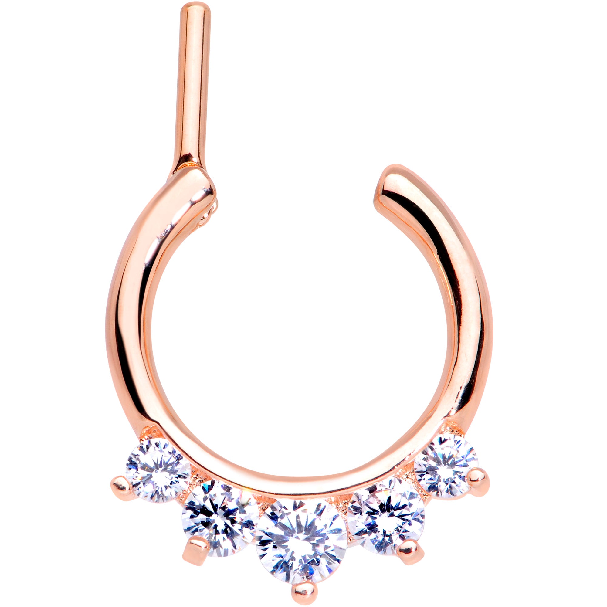 16G 1/4 Clear Gem Rose Gold IP Luxe Cartilage Clicker