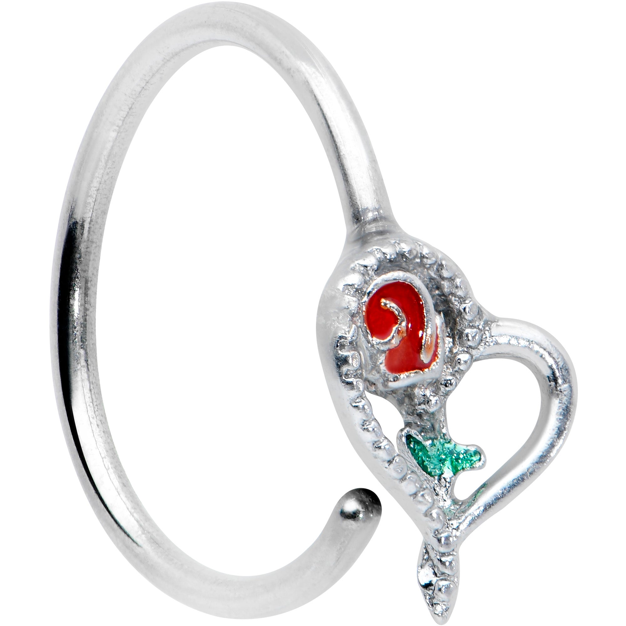 20G 5/16 Open Heart Rose Valentines Day Nose Hoop