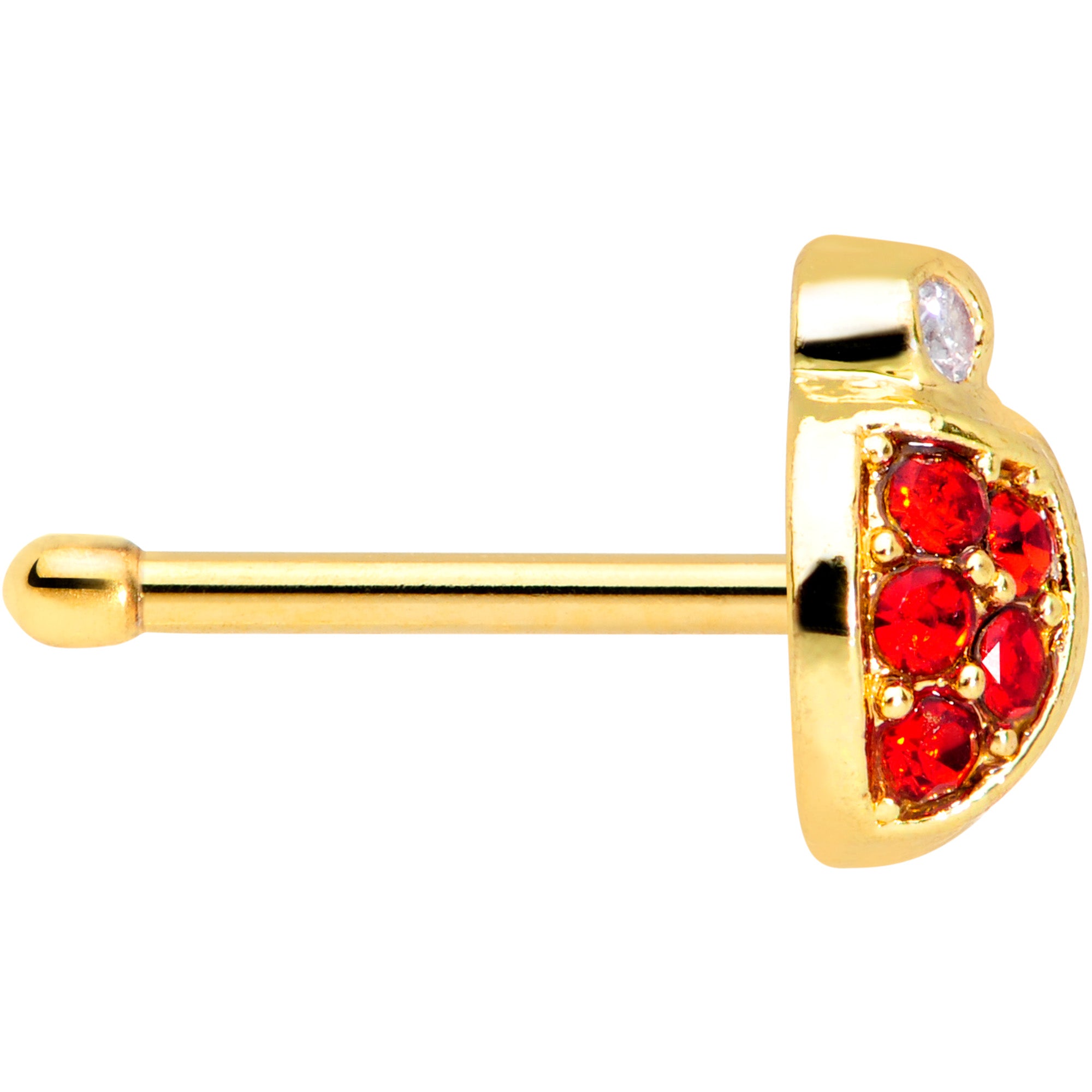20G 7mm Red Gem Gold Tone Ladybug Nose Bone