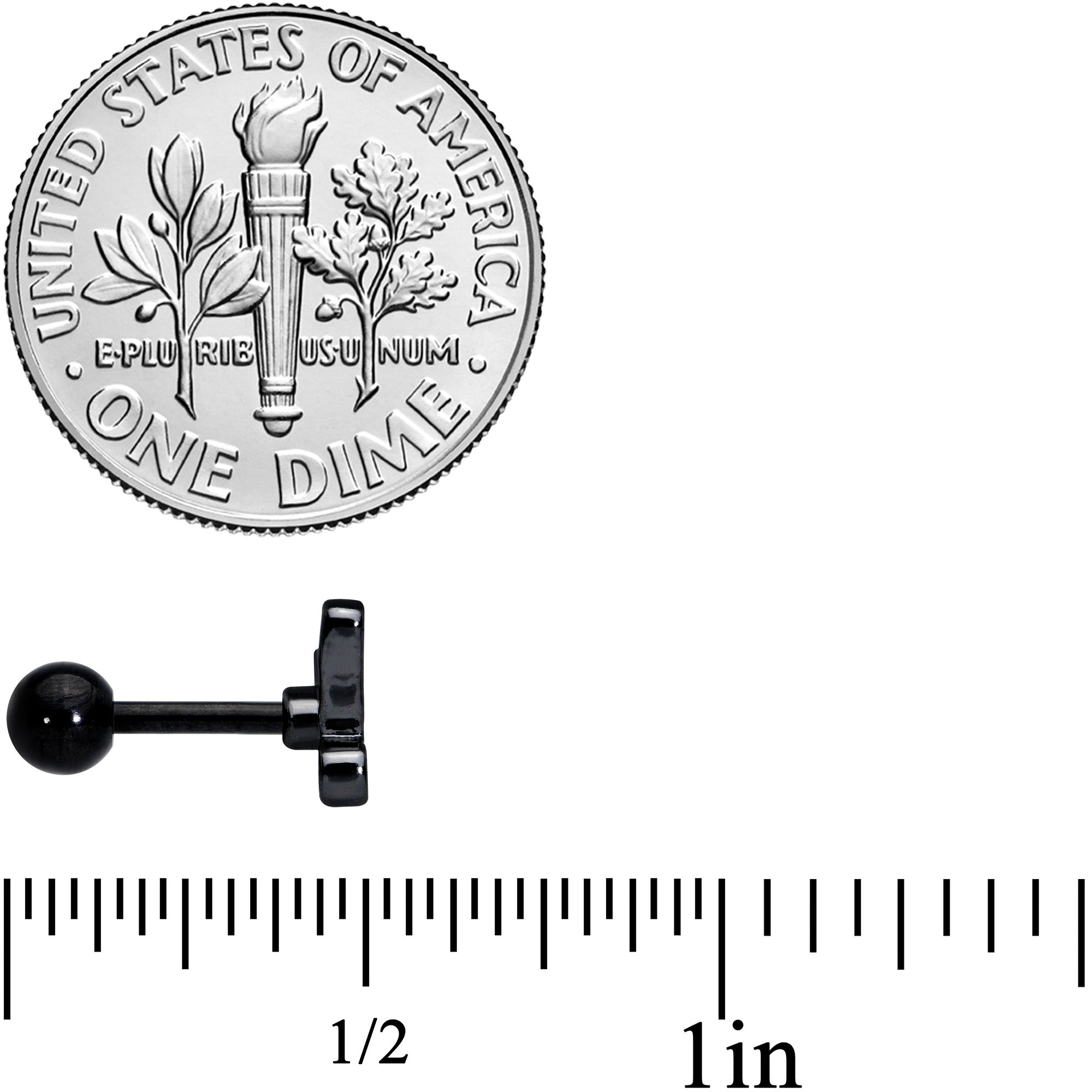 16G 1/4 Black Shark Bite Cartilage Tragus Earring