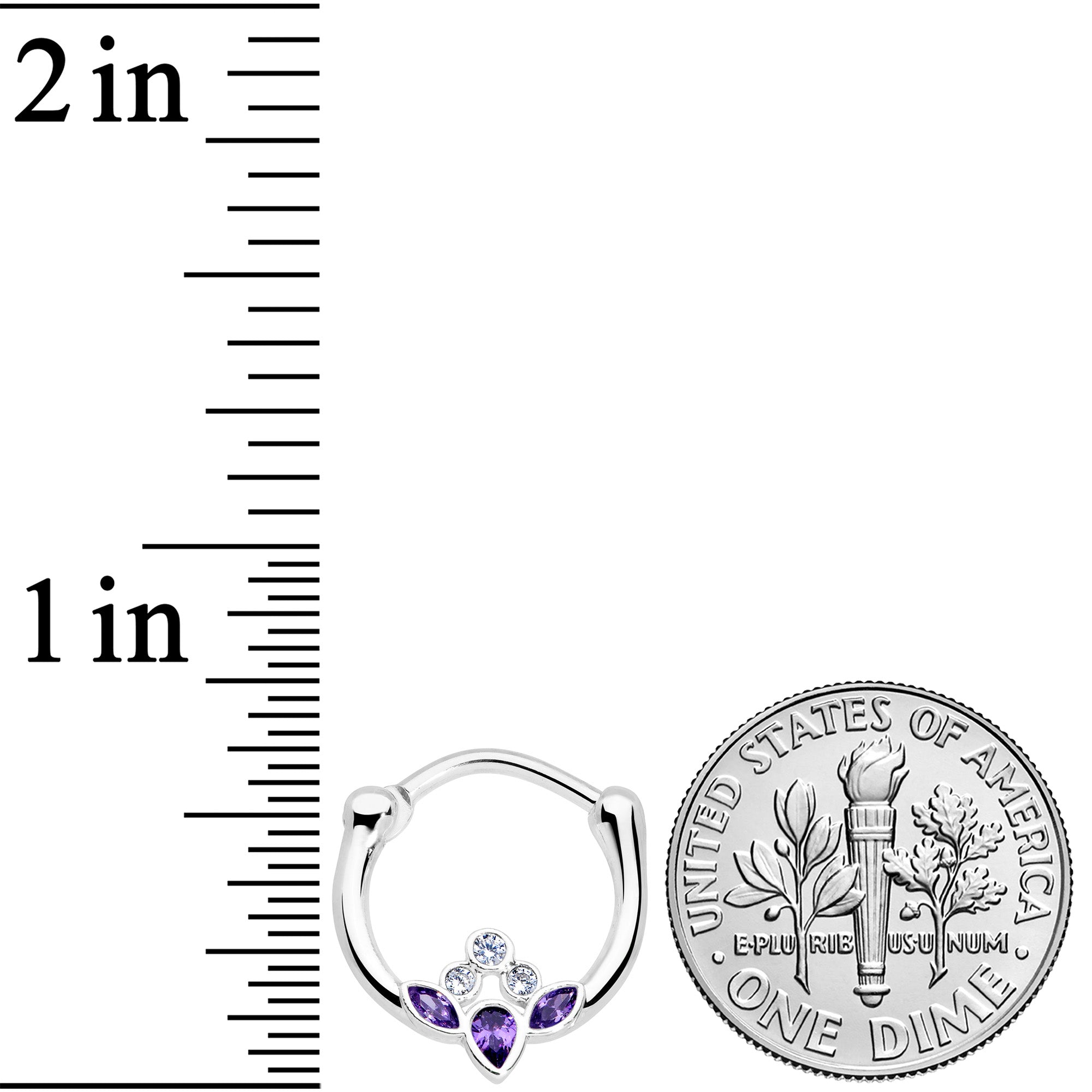 16G 3/8 Clear Purple Gem Classic Cluster Septum Clicker