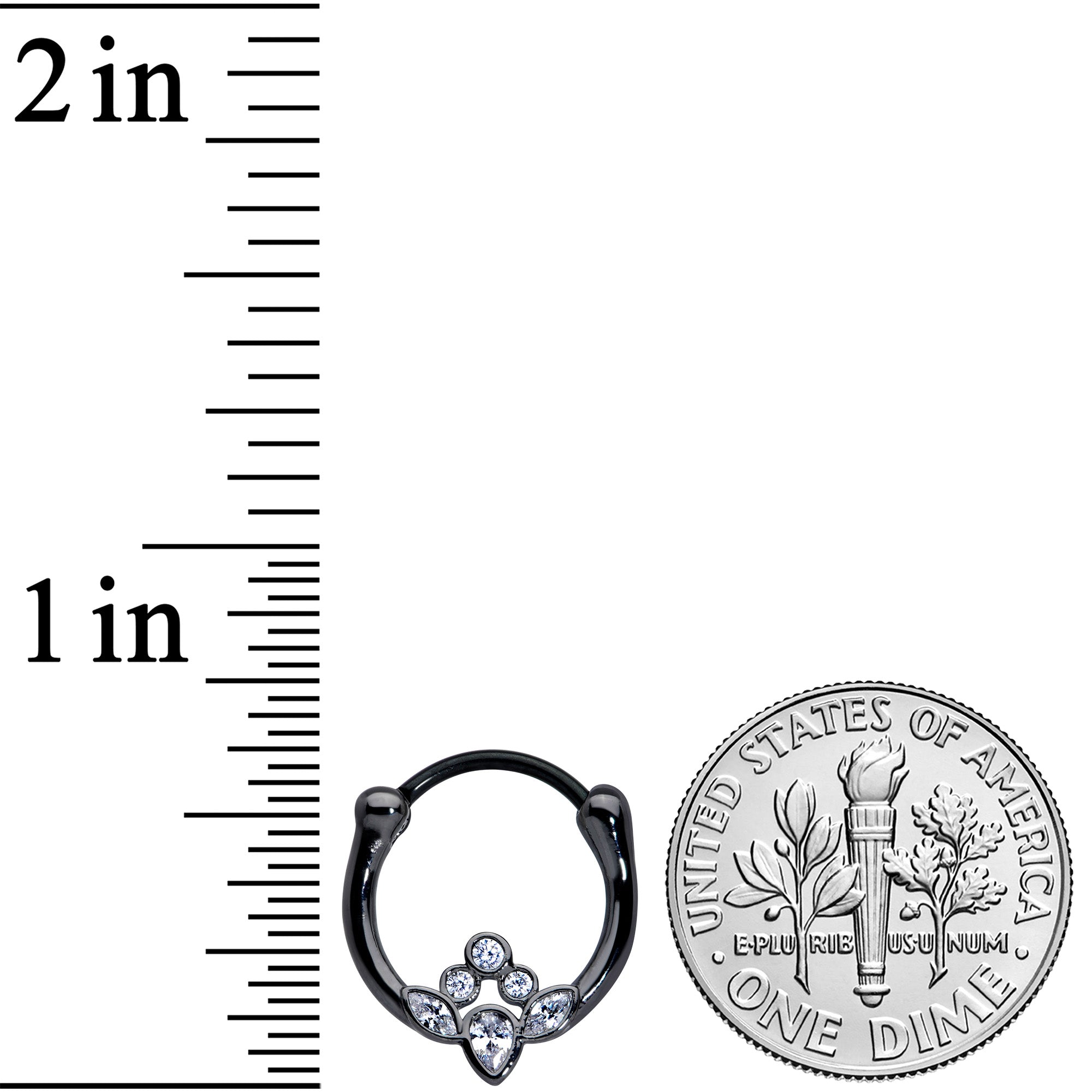 16G 3/8 Clear Gem Black Anodized Classic Cluster Septum Clicker