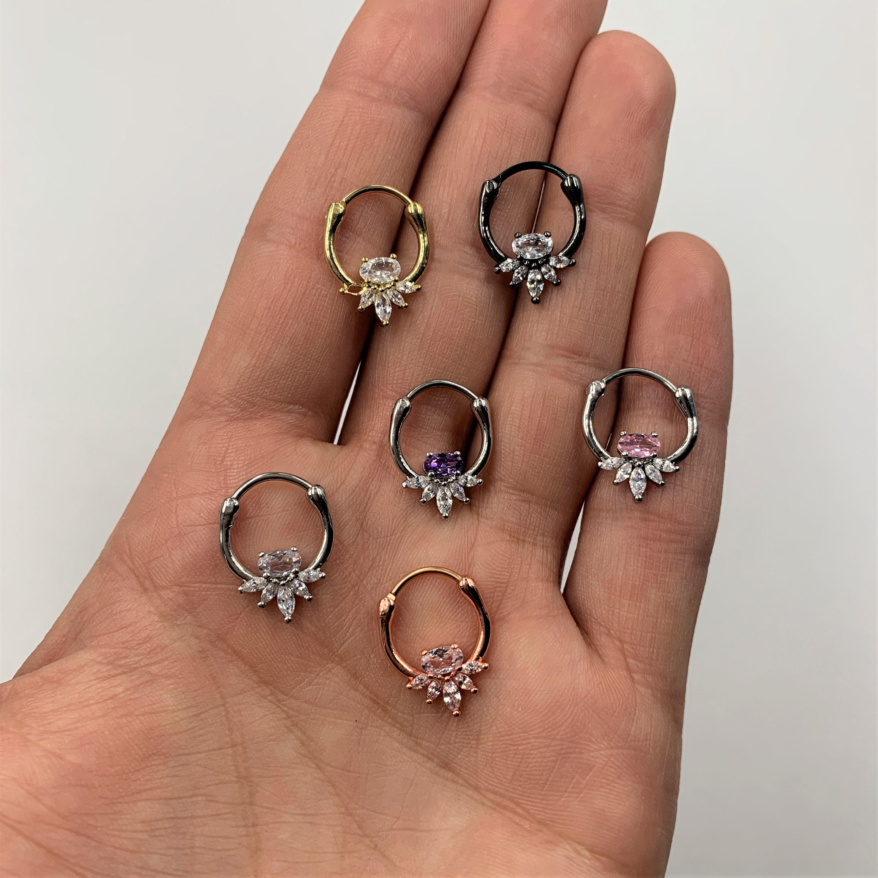 18G 3/8 Pink Clear Gem Spray Cartilage Clicker