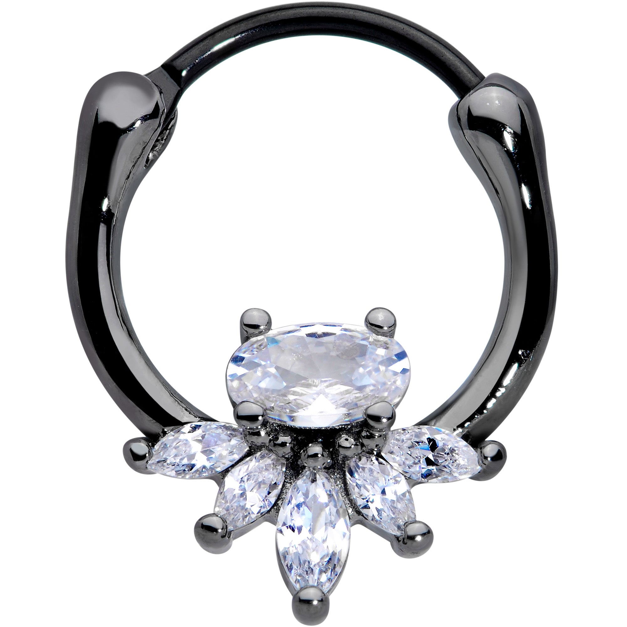 18G 3/8 Clear Gem Black Anodized Spray Cartilage Clicker