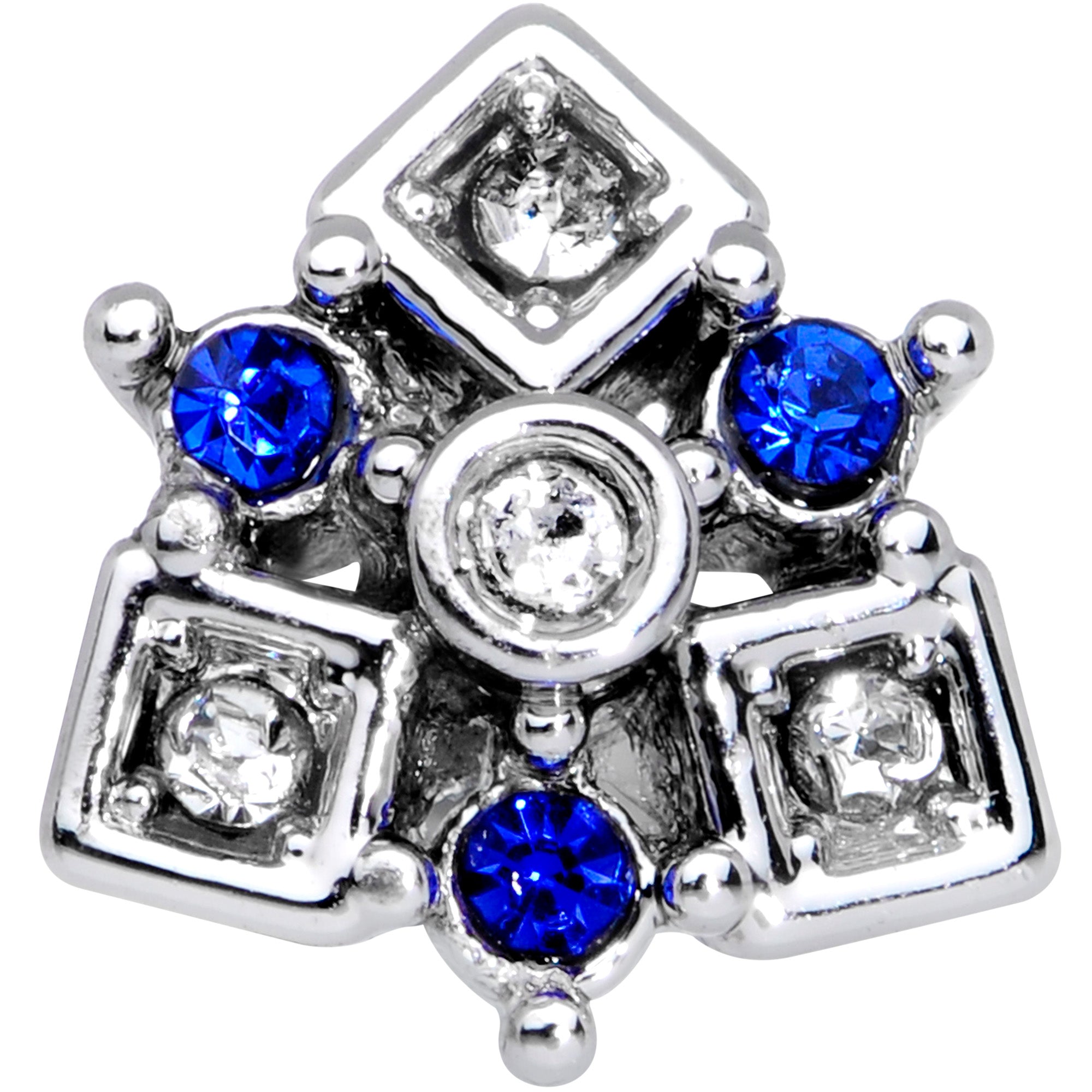 16G 1/4 Blue Gem Geometry Squares Circles Labret Monroe Tragus