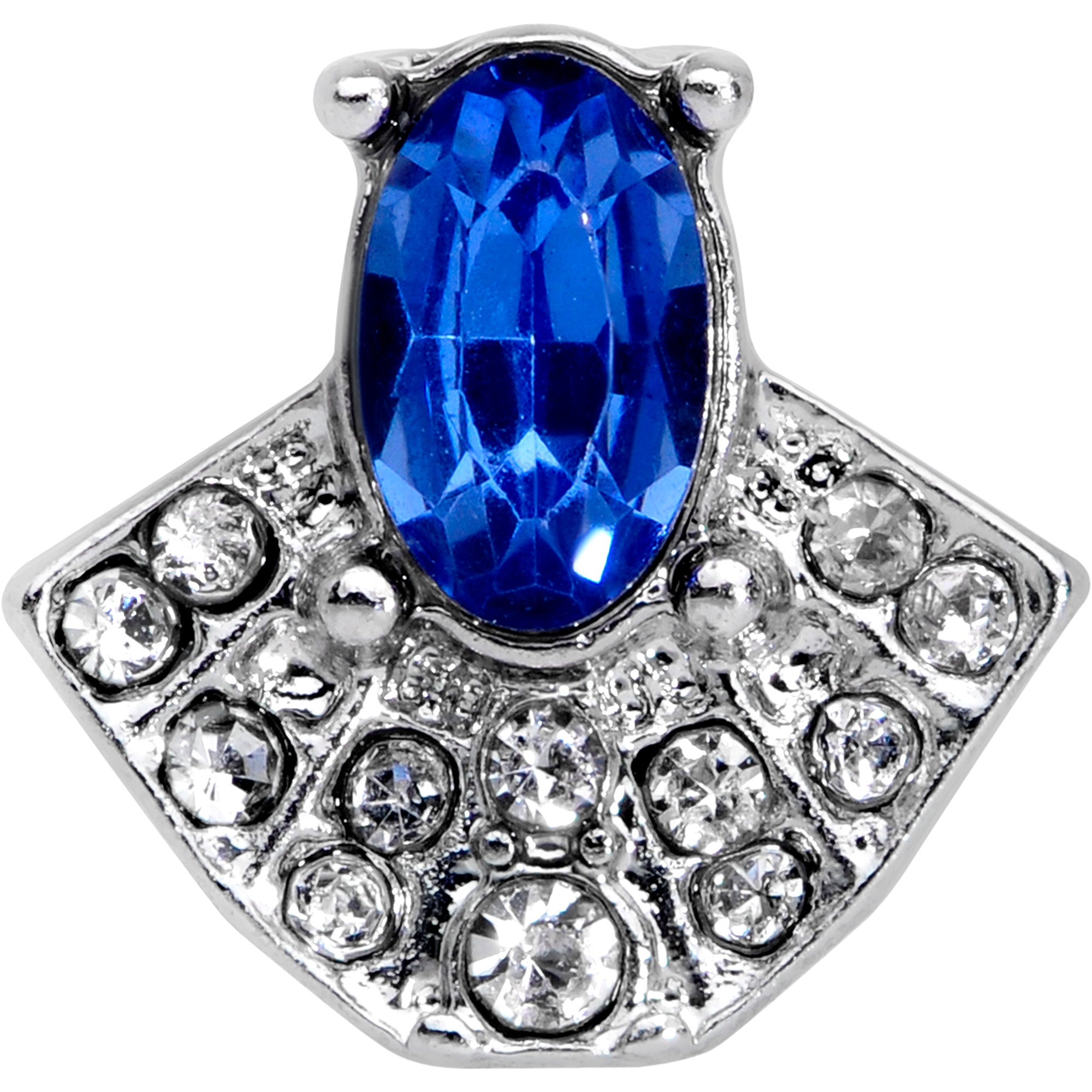 16G 1/4 Clear Blue Gem Art Deco Fan Cartilage Tragus Earring