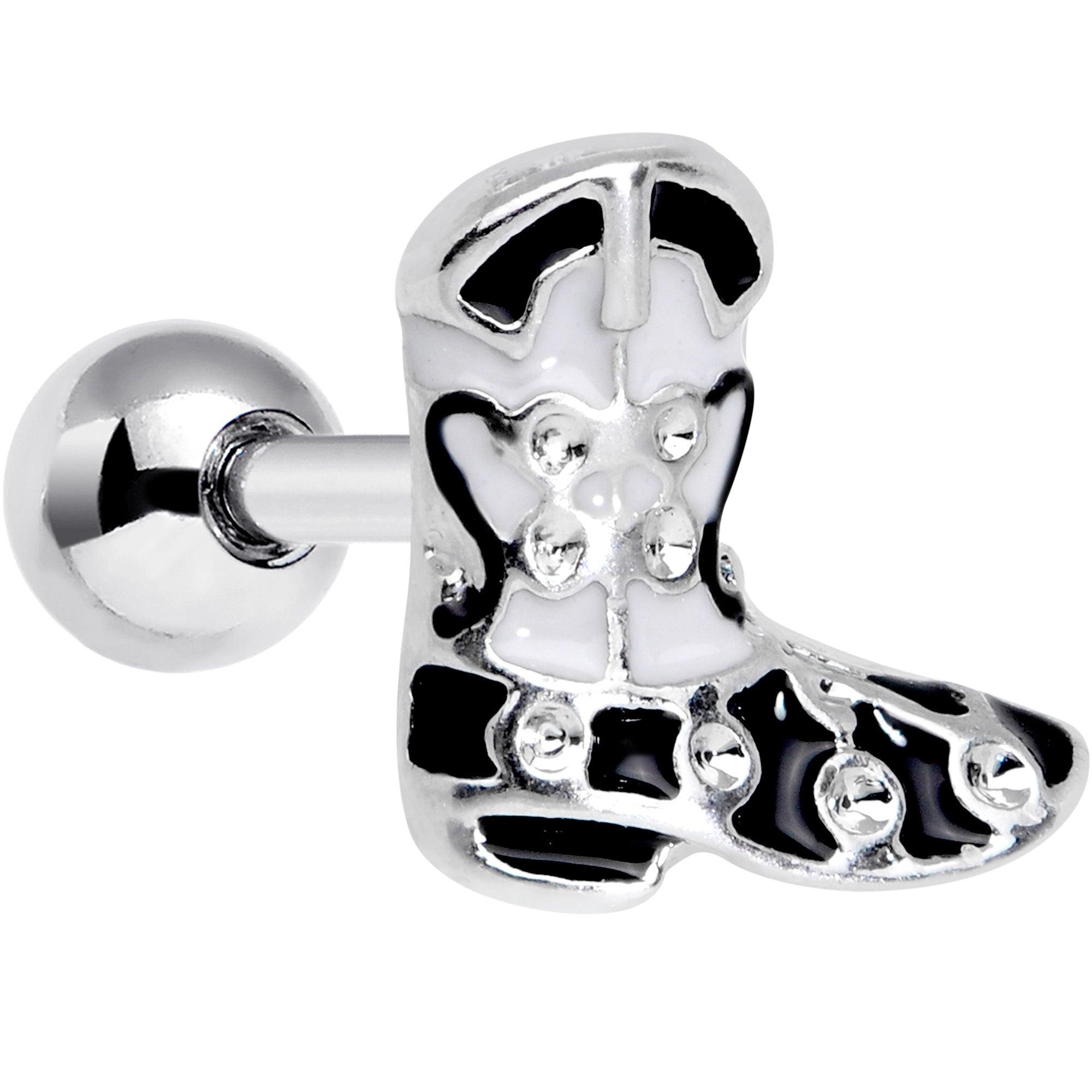 16G 1/4 Western Cowboy Boot Cartilage Tragus Earring