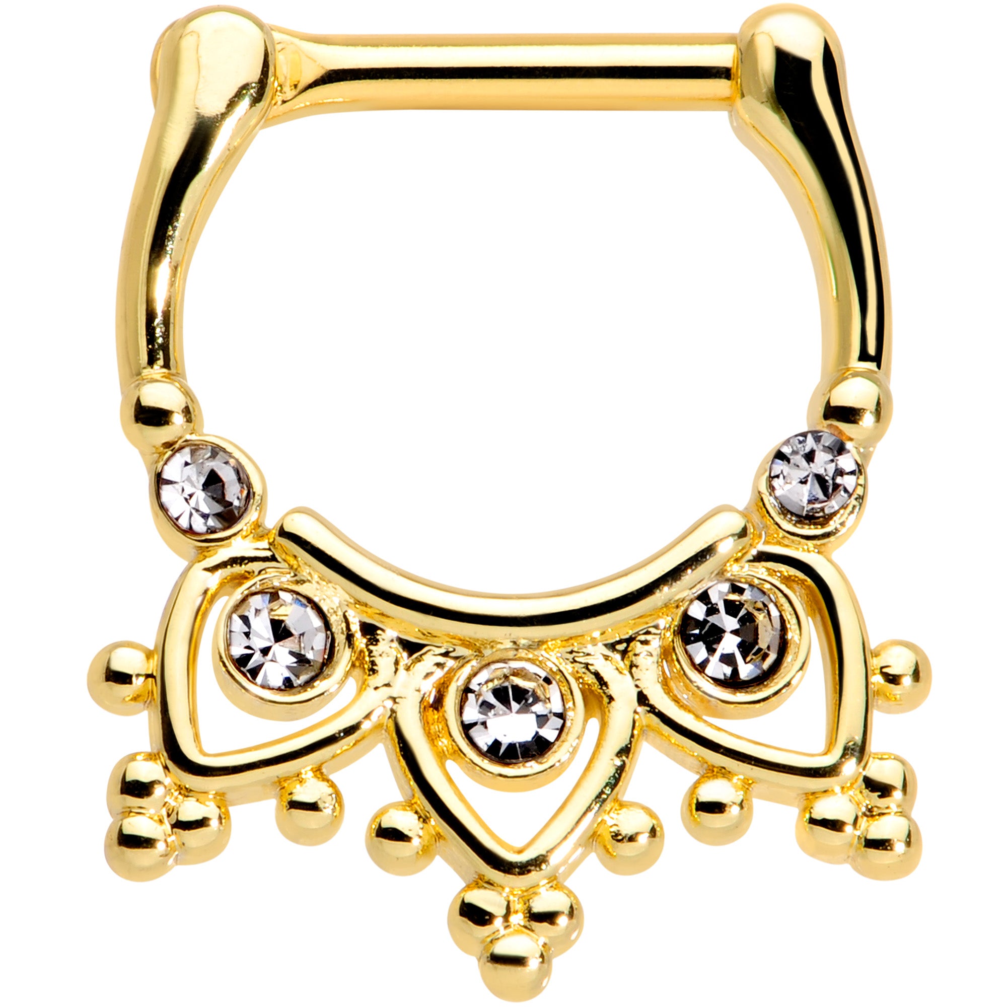 16G 3/8 Clear Gem Gold Tone Lacy Drama Cartilage Clicker