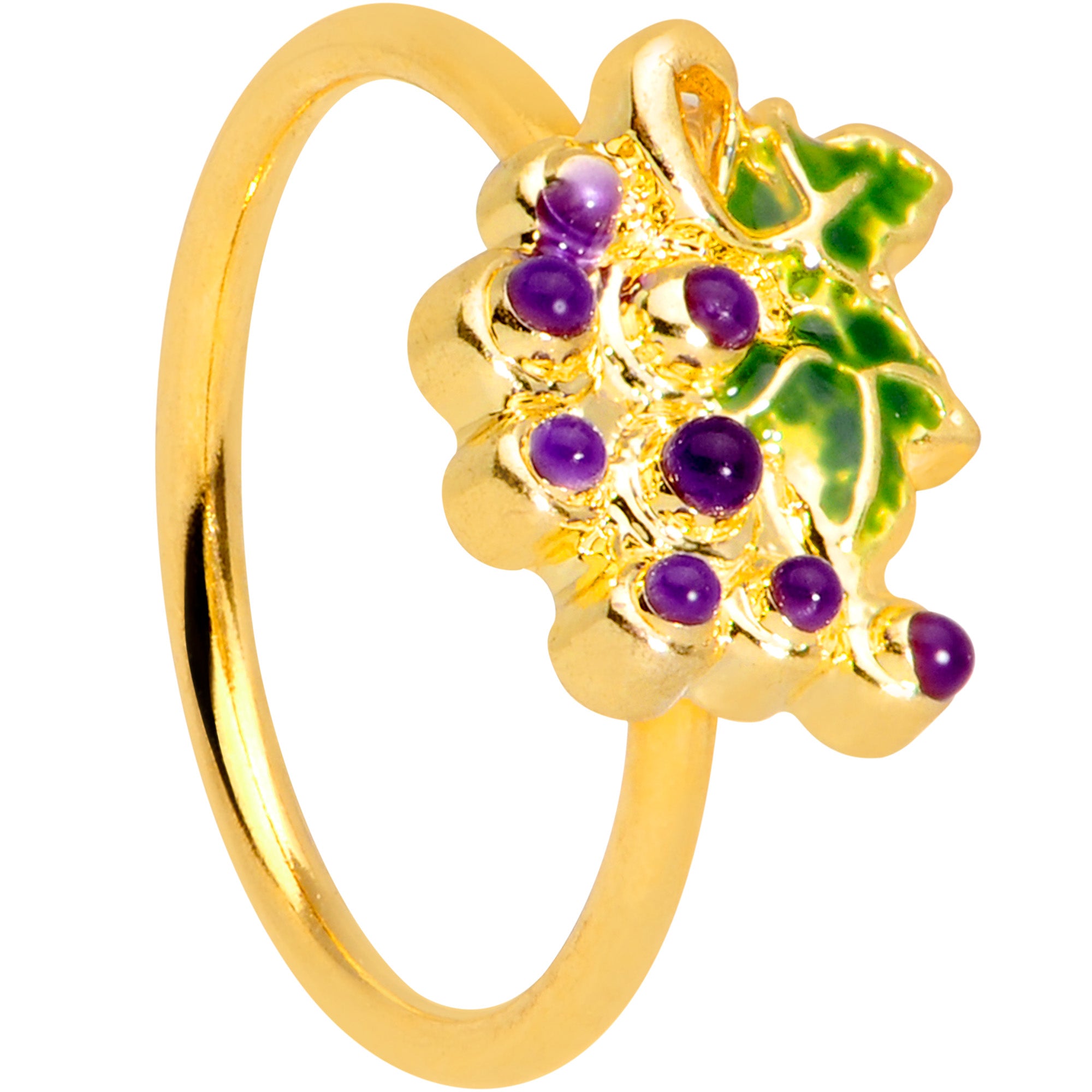 20G 5/16 Gold Tone Yummy Grapes Nose Hoop