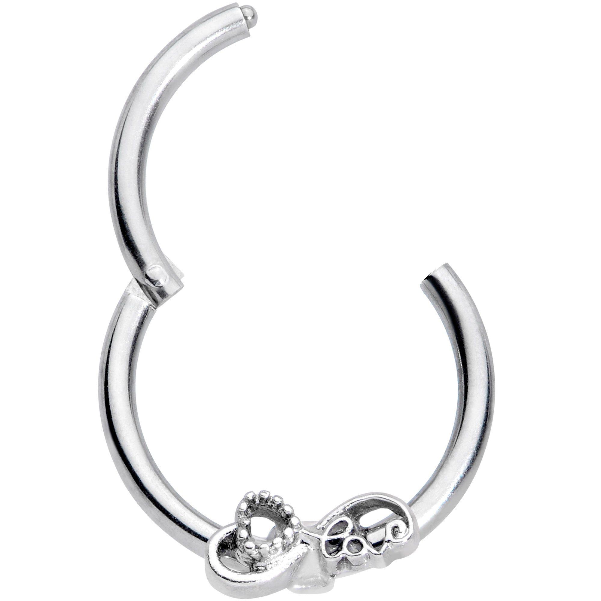 16G 3/8 Infinity Heart Valentines Day Hinged Segment Ring