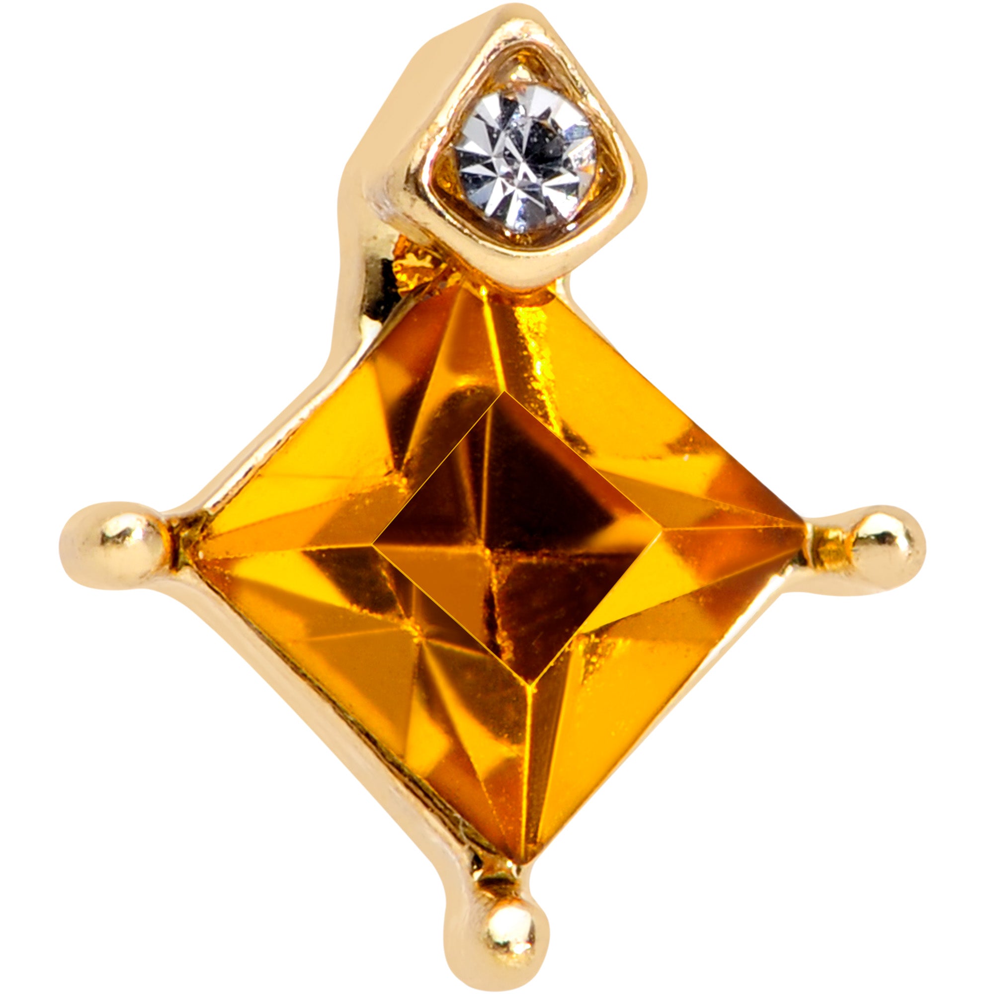16G 1/4 Clear Yellow Gem Gold Tone Rhombus Cartilage Tragus
