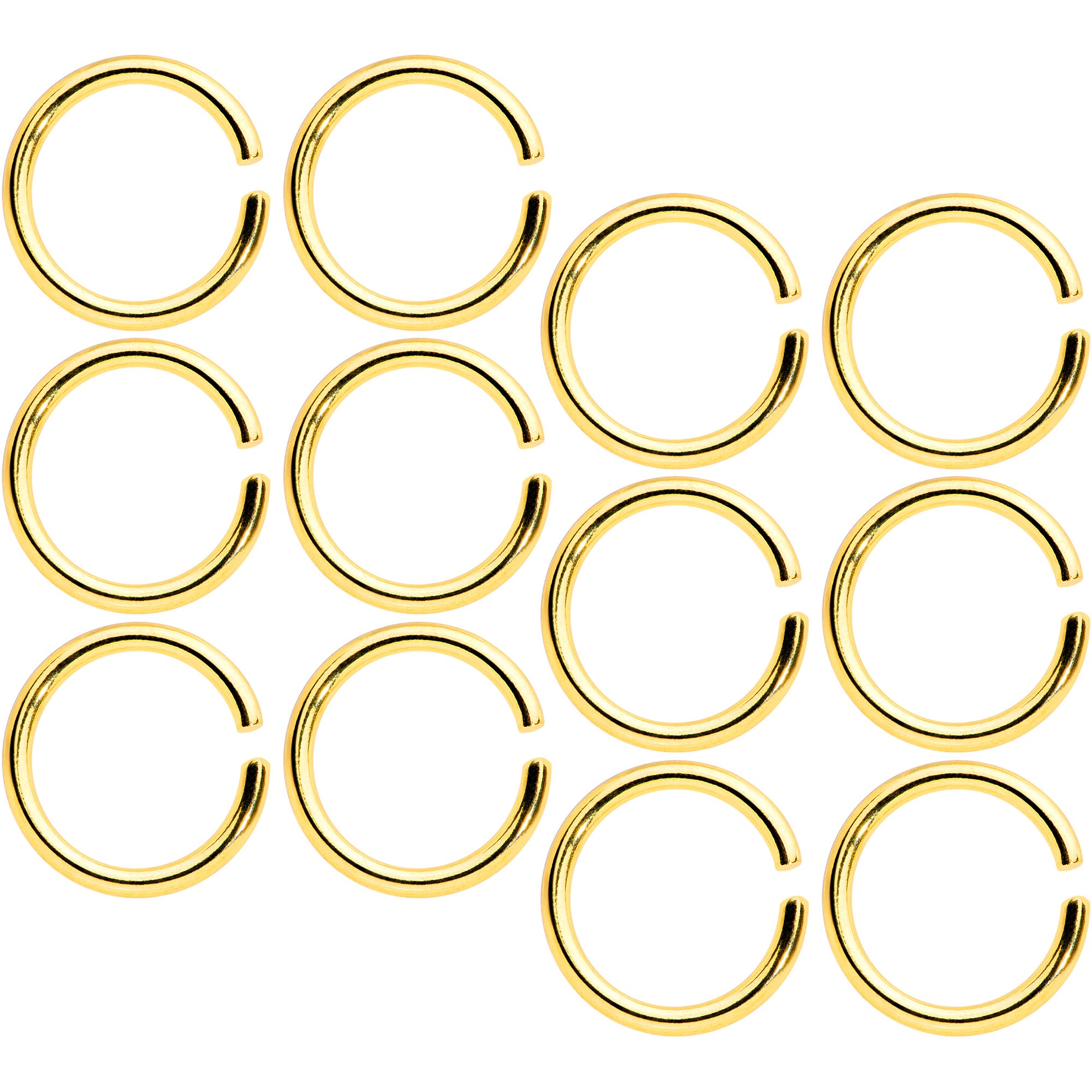16G 5/16 Gold Tone Anodized Seamless Cartilage Ring Set of 12