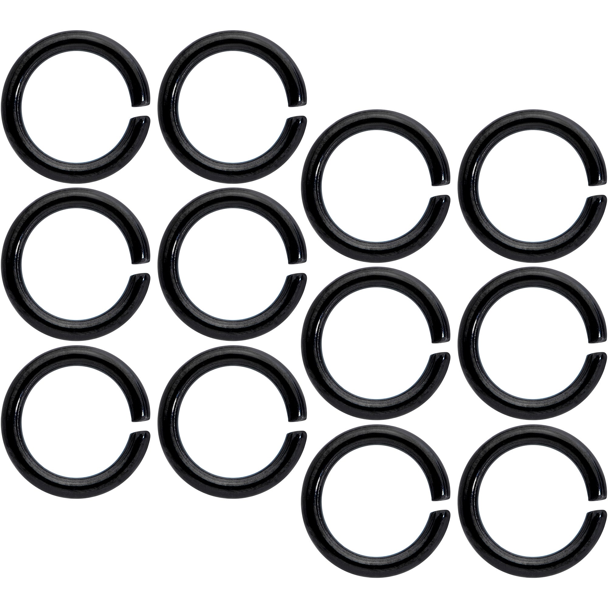 14G 5/16 Black Anodized Seamless Cartilage Ring Set of 12