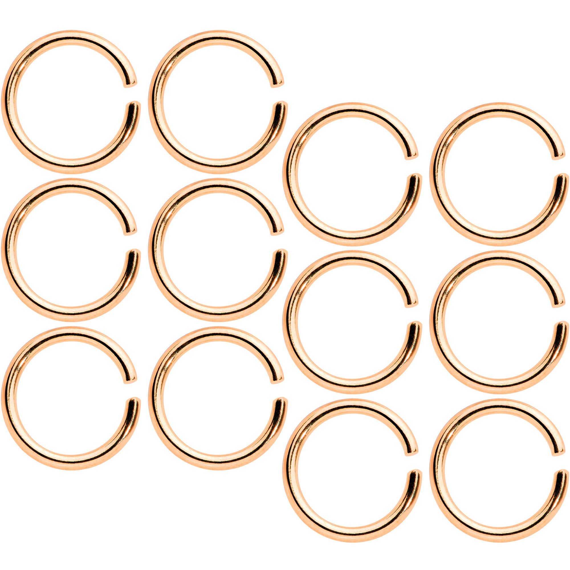 16G 5/16 Rose Gold Tone Seamless Cartilage Ring Set of 12