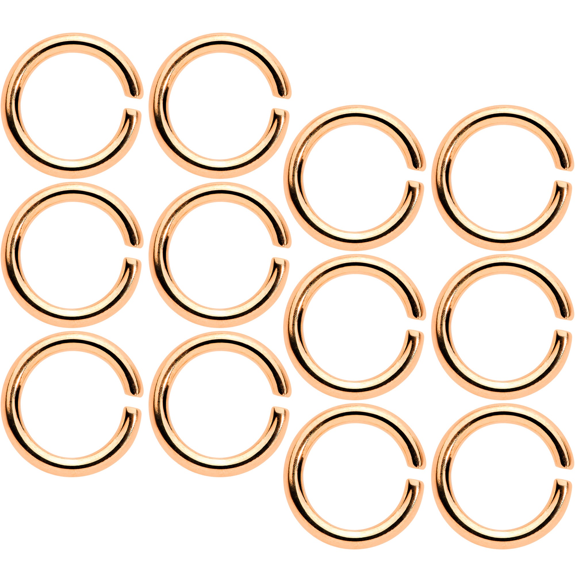 14G 5/16 Rose Gold Tone Anodized Seamless Cartilage Ring Set of 12