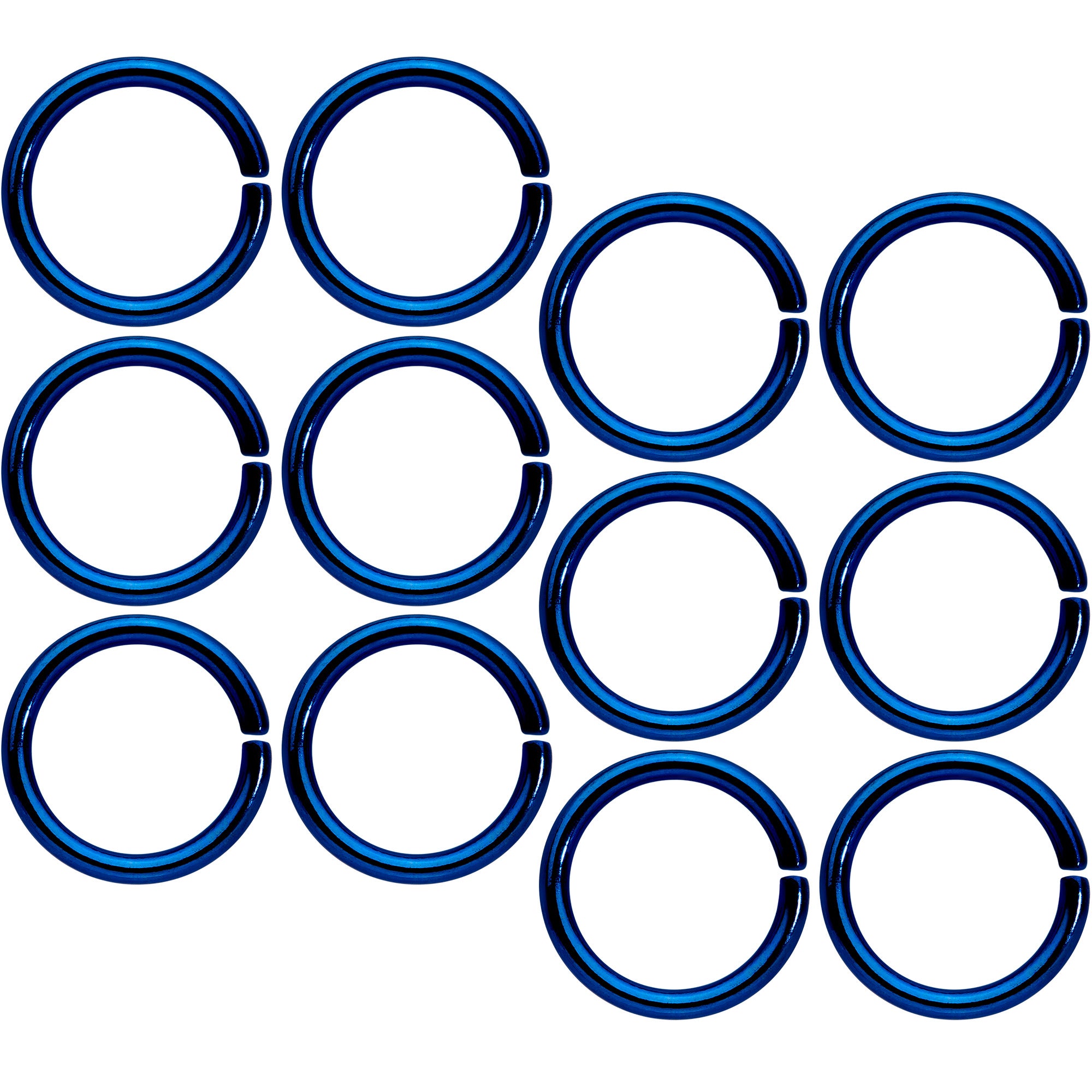 16G 5/16 Blue Anodized Seamless Cartilage Ring Set of 12