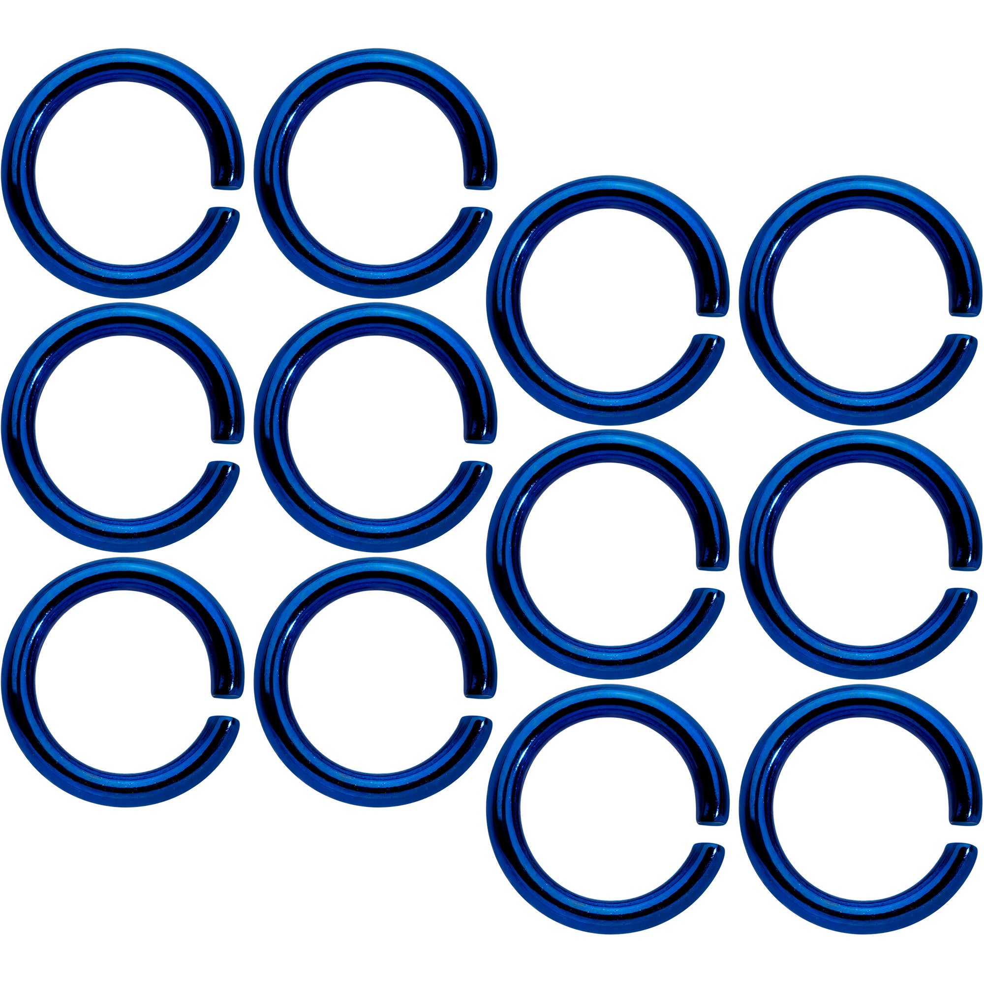14G 5/16 Blue Anodized Seamless Cartilage Ring Set of 12