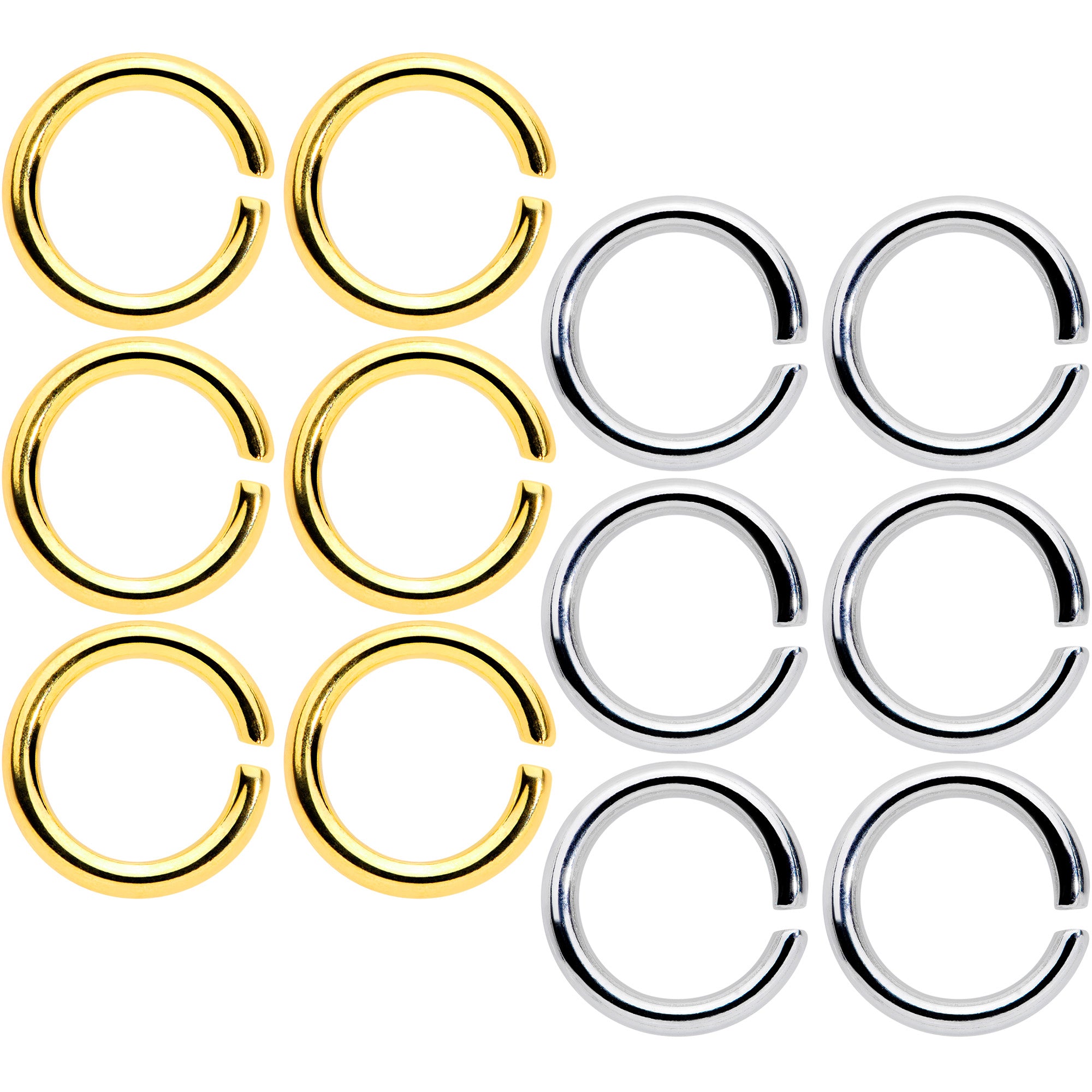 14G 5/16 Steel Gold Tone Seamless Cartilage Ring Set of 12