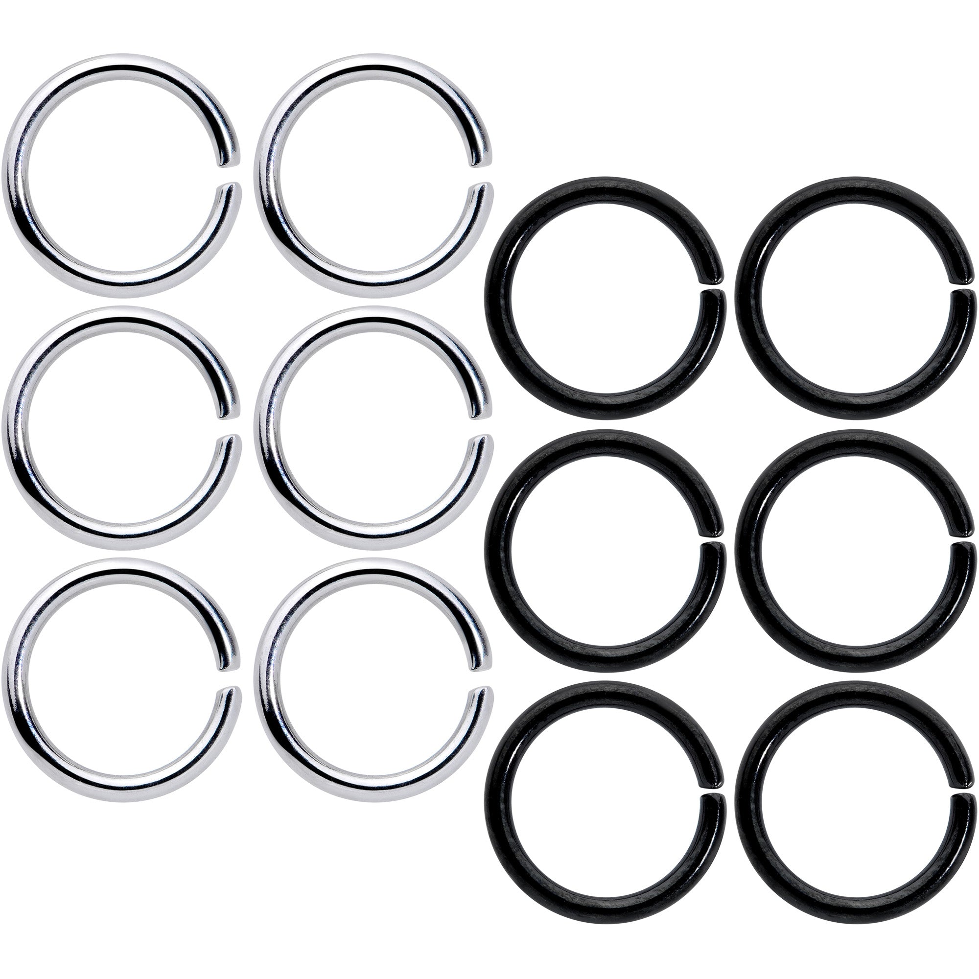16G 5/16 Steel Black Anodized Seamless Cartilage Ring Set of 12