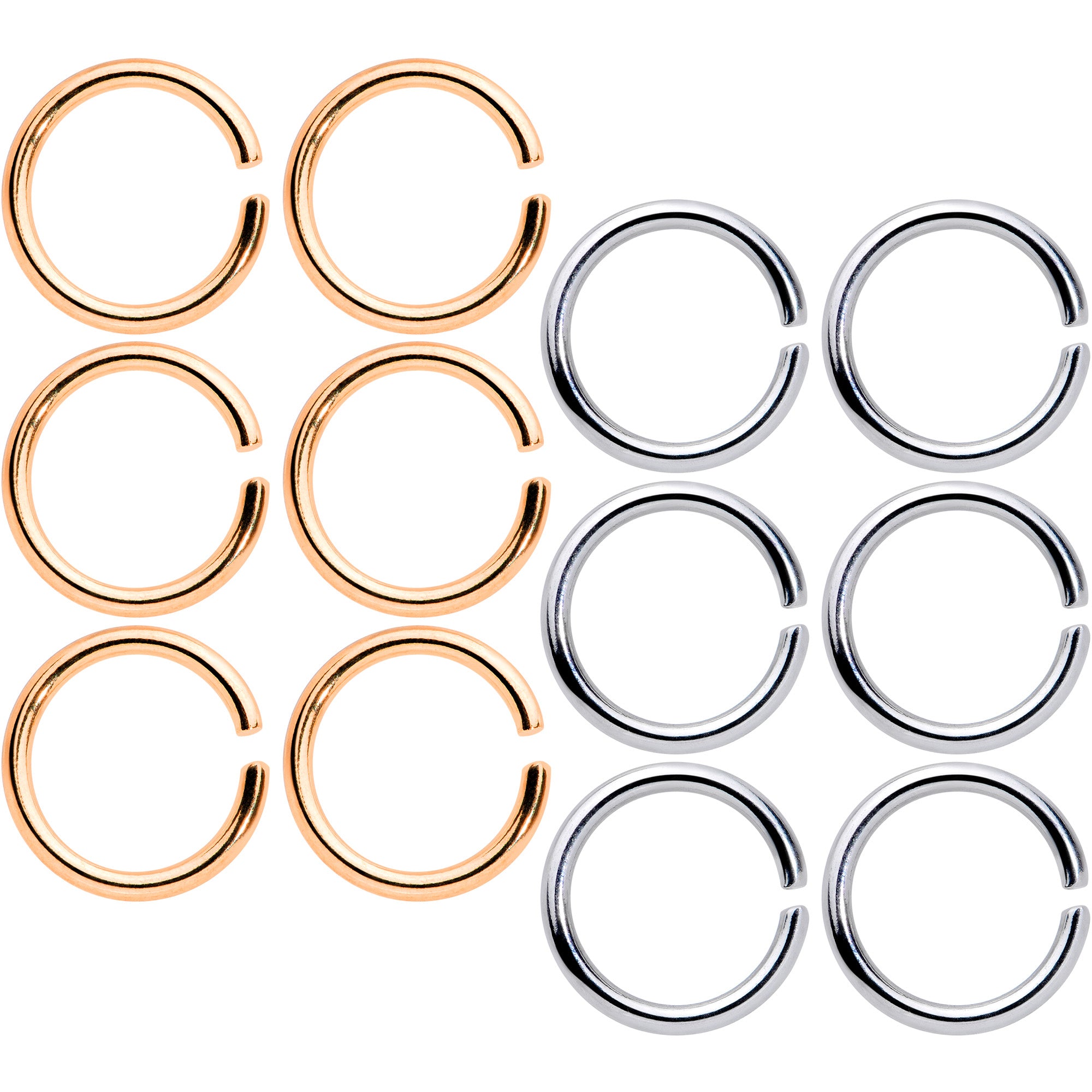 16G 5/16 Steel Rose Gold Tone Seamless Cartilage Ring Set of 12
