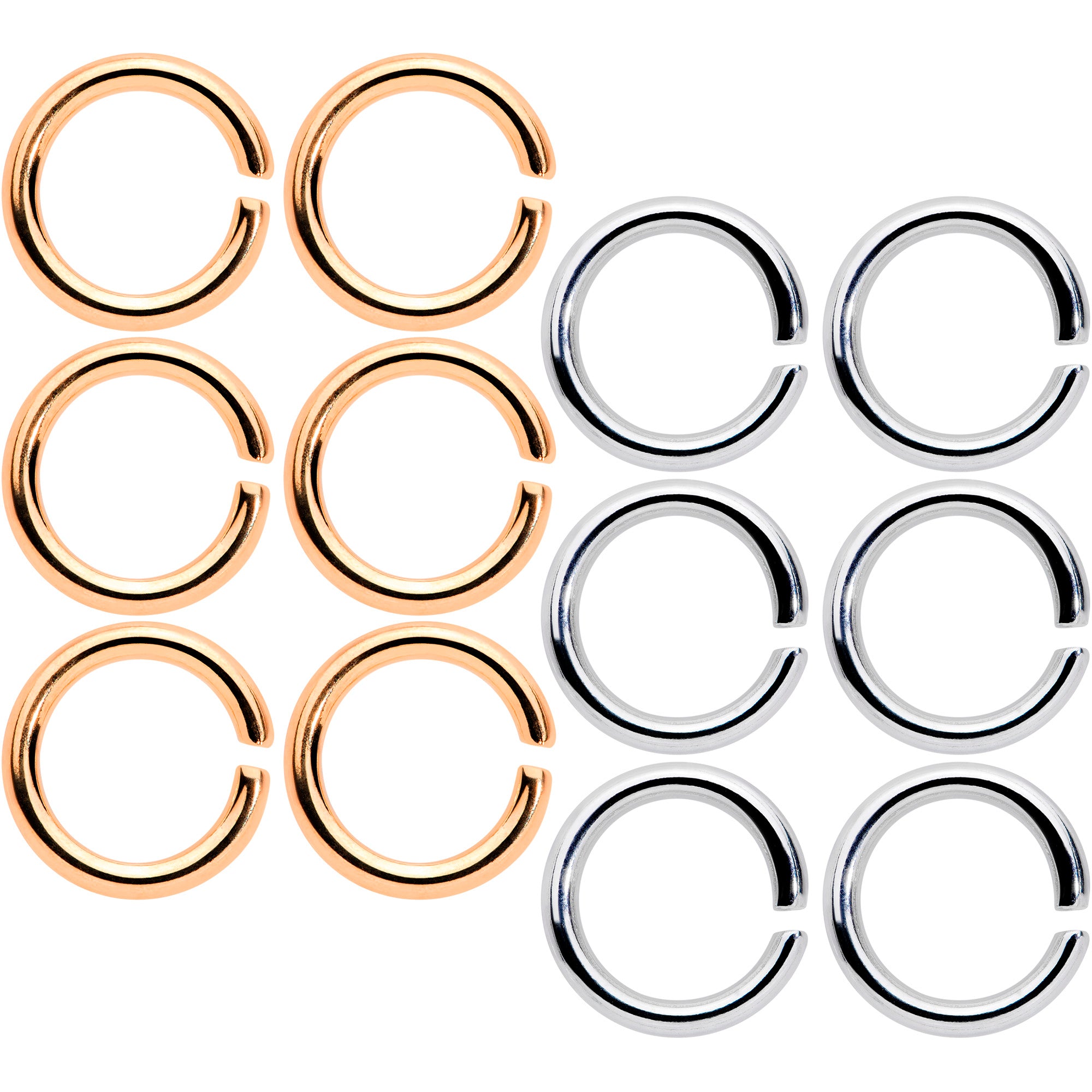 14G 5/16 Steel Rose Gold Tone Seamless Cartilage Ring Set of 12
