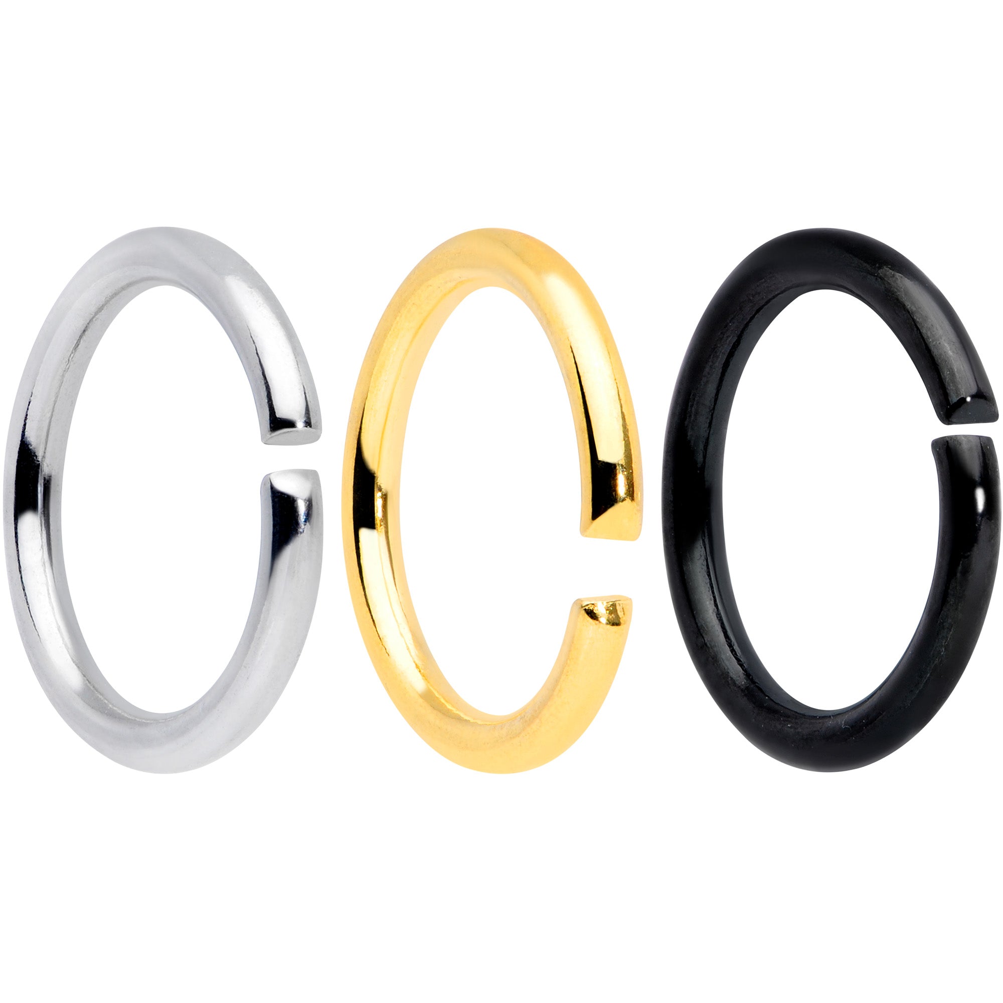 16G 5/16 Steel Black Gold Tone Seamless Cartilage Ring Set of 12