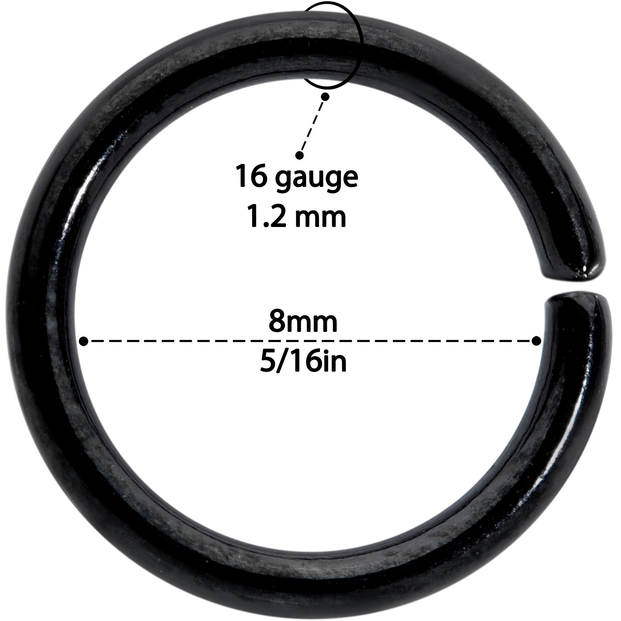 16G 5/16 Steel Black Gold Tone Seamless Cartilage Ring Set of 12